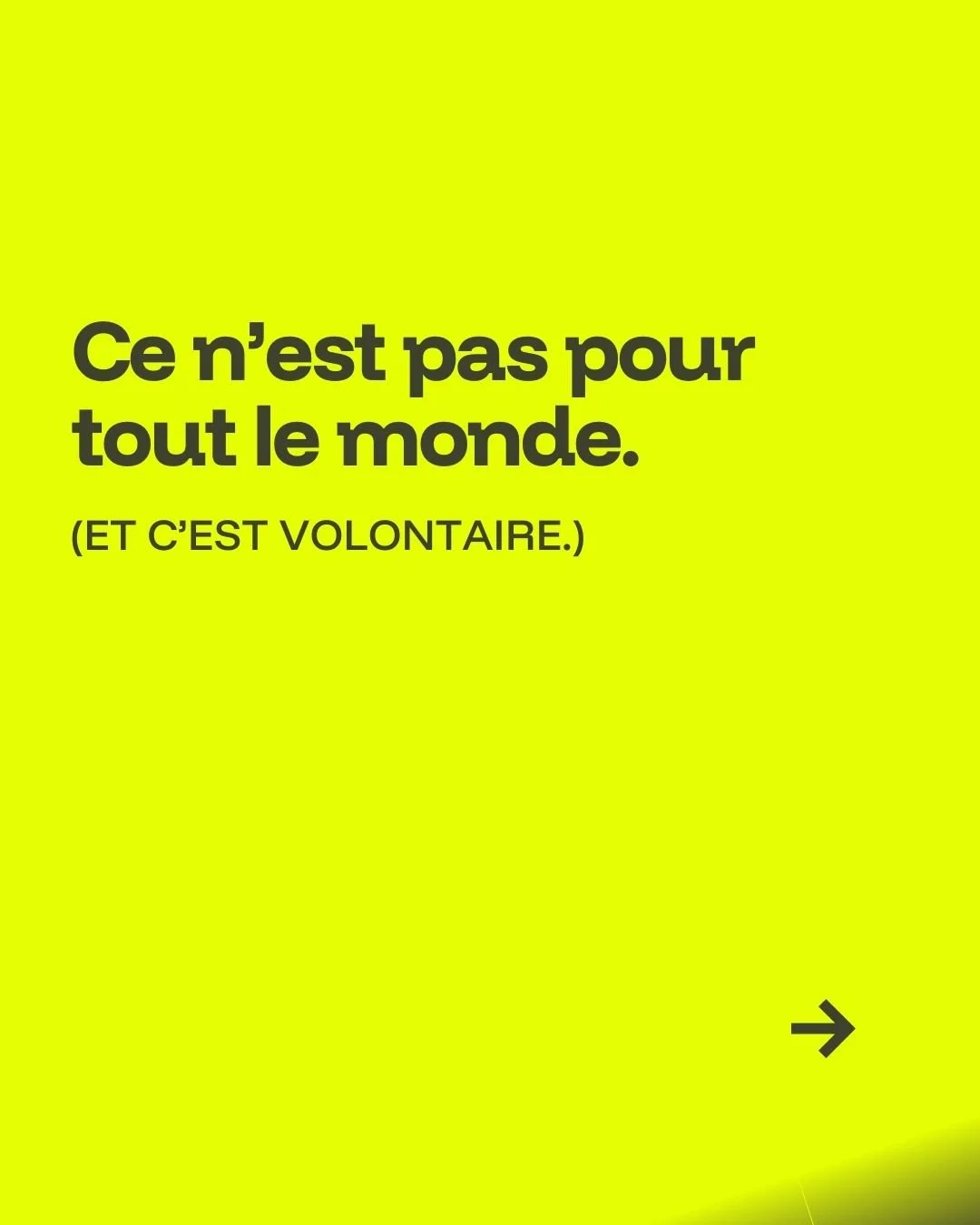 Mon travail ne s&rsquo;adresse pas &agrave; tout le monde.
Et c&rsquo;est volontaire.
​
Il ne s&rsquo;adresse pas &agrave; ceux qui cherchent un livrable isol&eacute;.
​
Il s&rsquo;adresse aux ind&eacute;pendants, PME, commer&ccedil;ants et structure