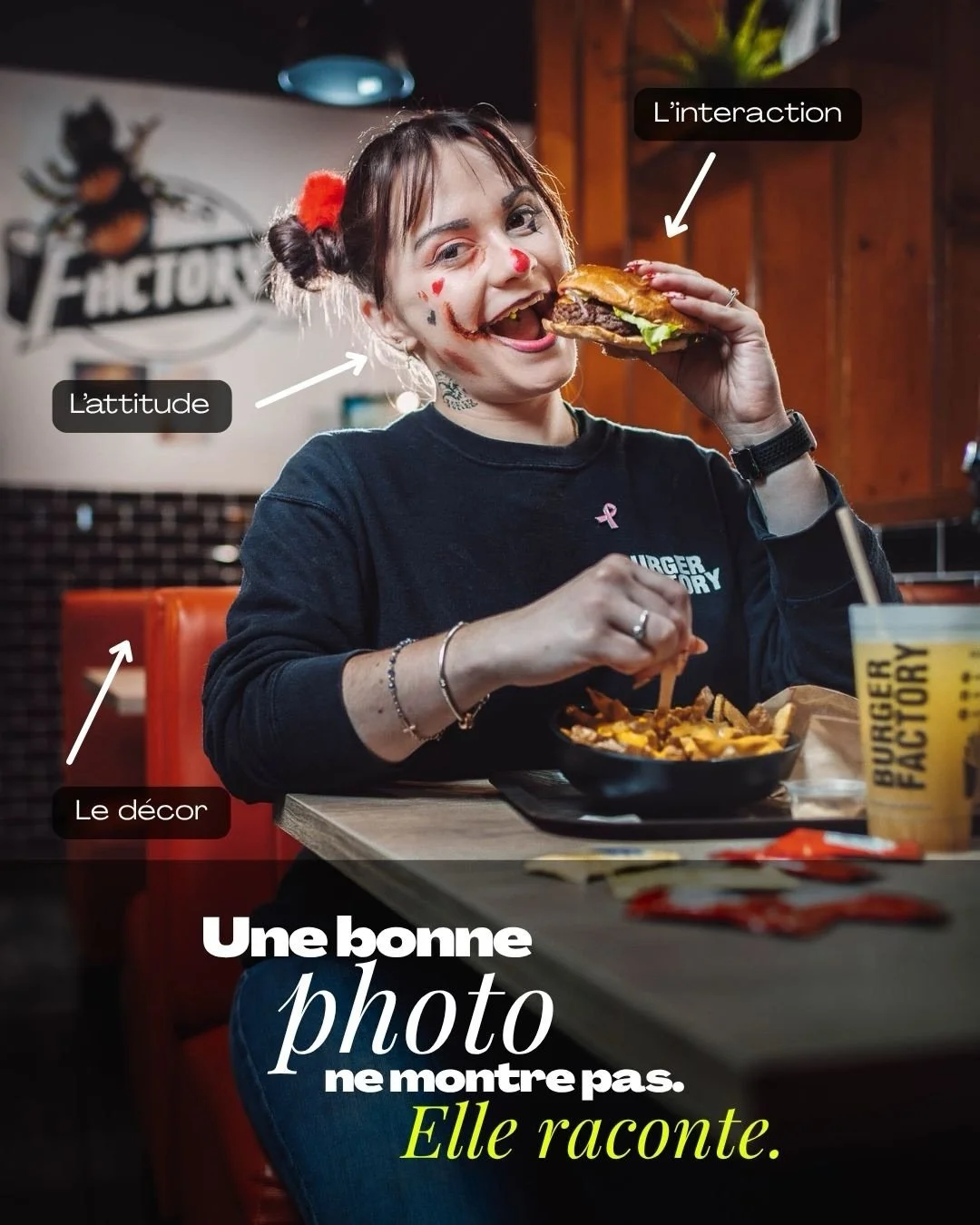 On pourrait croire que c&rsquo;est juste une personne qui mange un burger.
Mais une image comme celle-ci raconte plus que &ccedil;a.
Une expression.
Une attitude.
Un geste.
Un produit qui n&rsquo;est pas juste pos&eacute;, mais v&eacute;cu.

Et surto