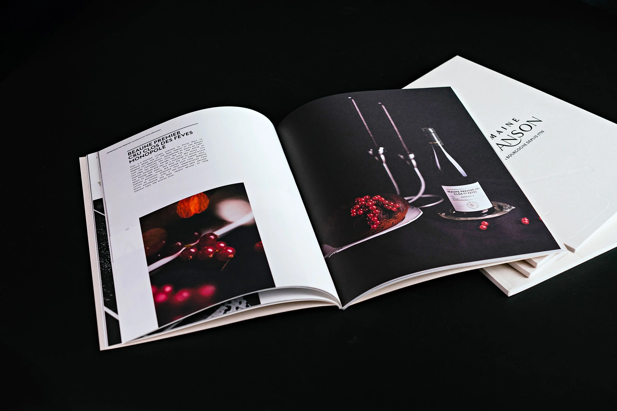 Brochures du Domaine Chanson-une maison du Groupe Bollinger, design éditorial et identité visuelle conçus par Emma Brante – Le Ciel est Bleu Studio pour une maison de vins de Bourgogne.