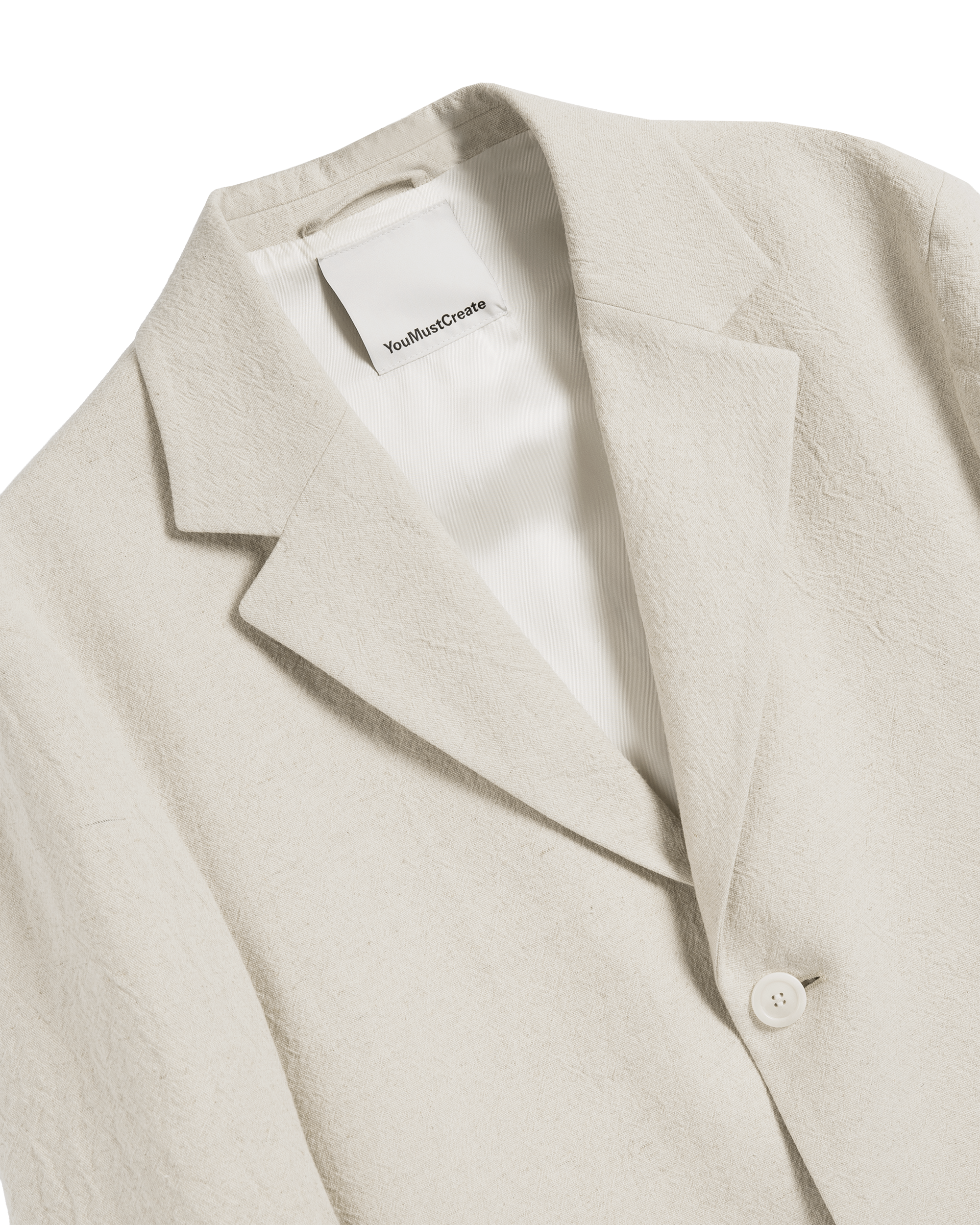 detail of YMC Like A Jacket cotton fabric and buttons