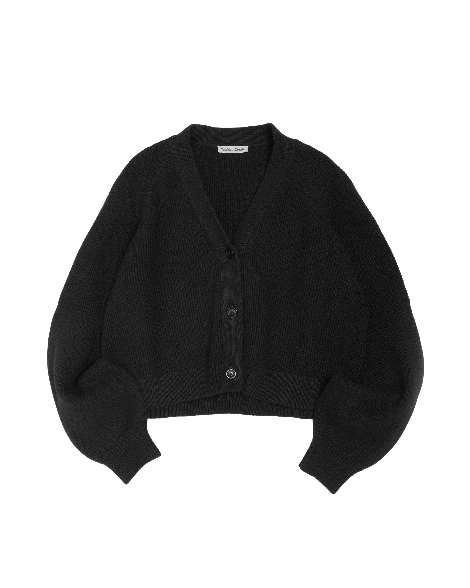 YMC Computer Cardigan Black women’s wool cardigan front view