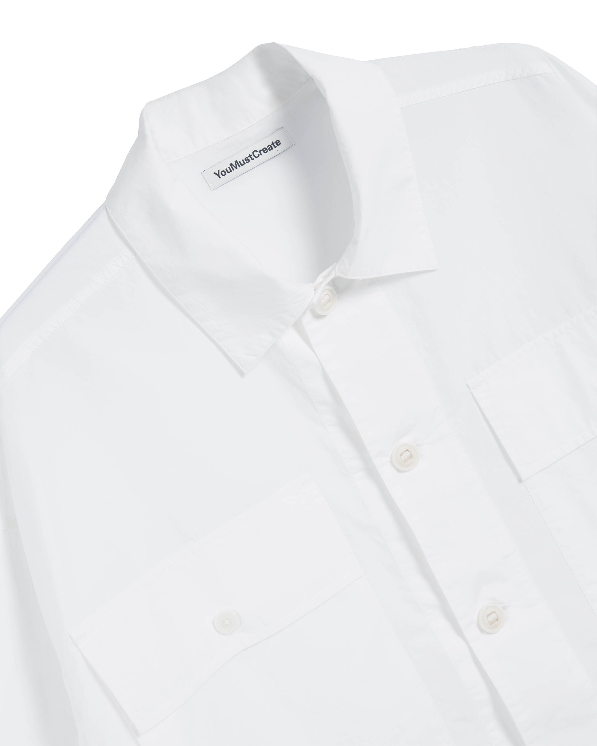 YMC white military shirt chest pocket detail