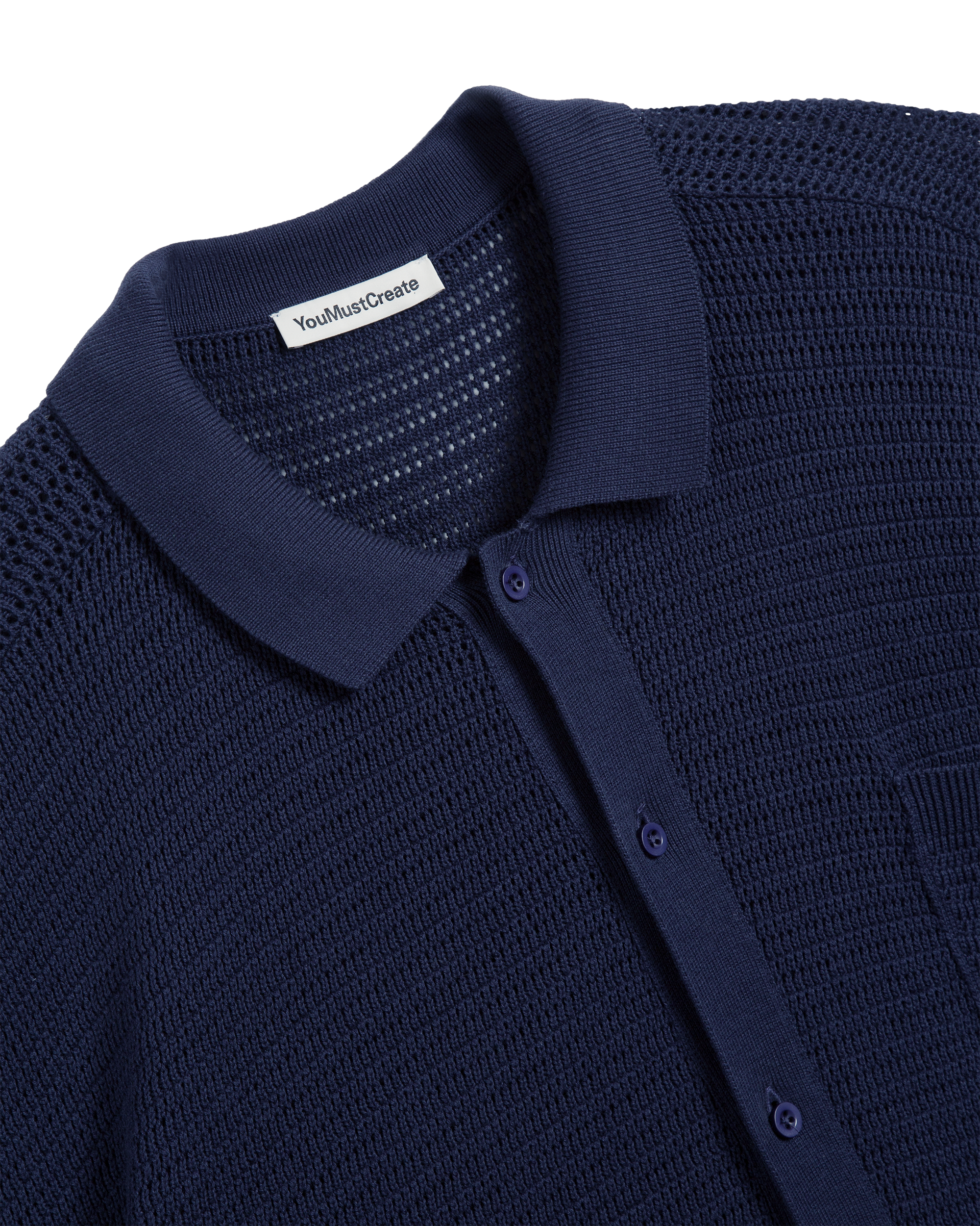 YMC Mitchum Shirt Navy detail knit texture