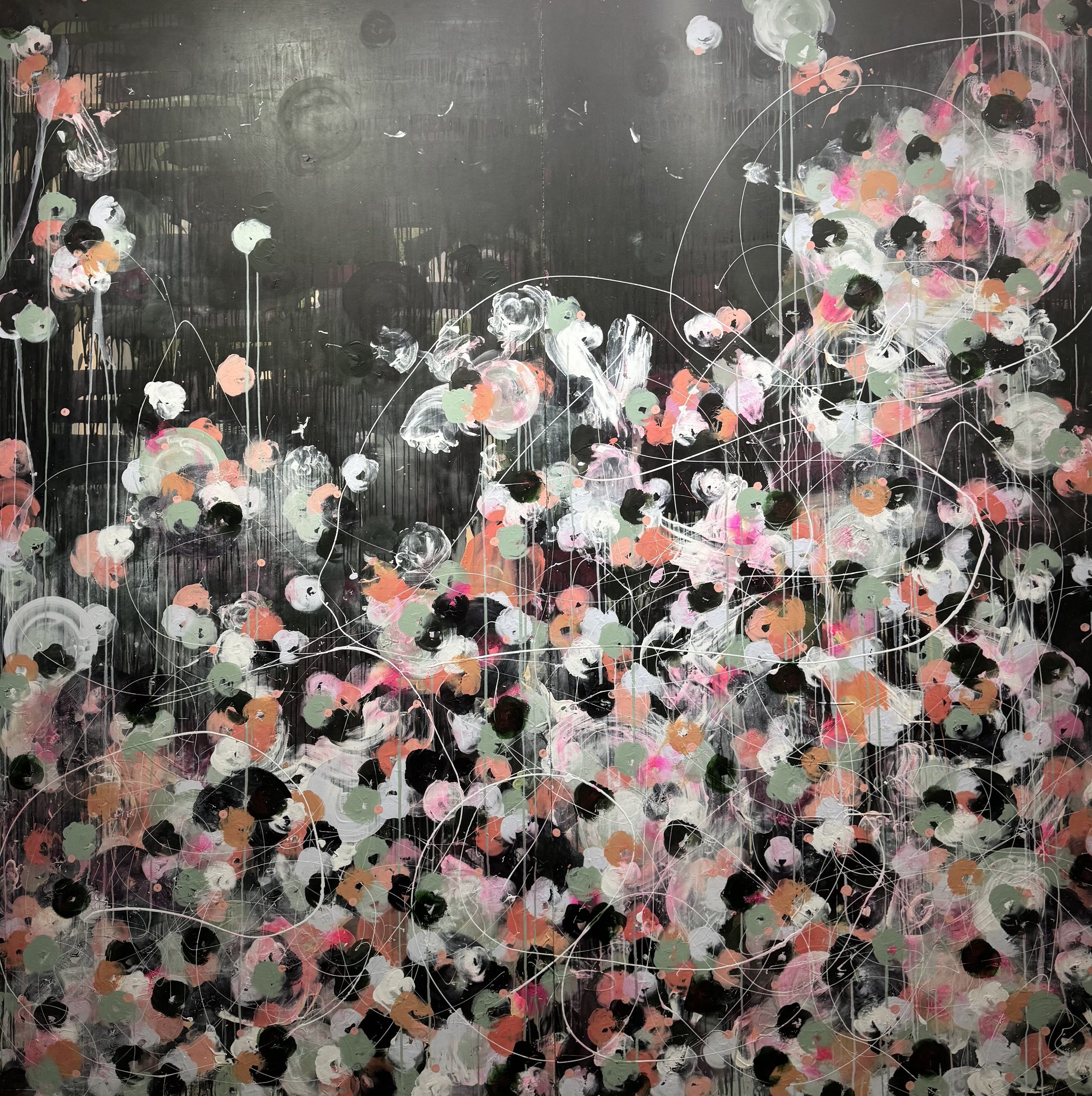 Weathering Space | 8 / 8 foot, house paint & gloss on board