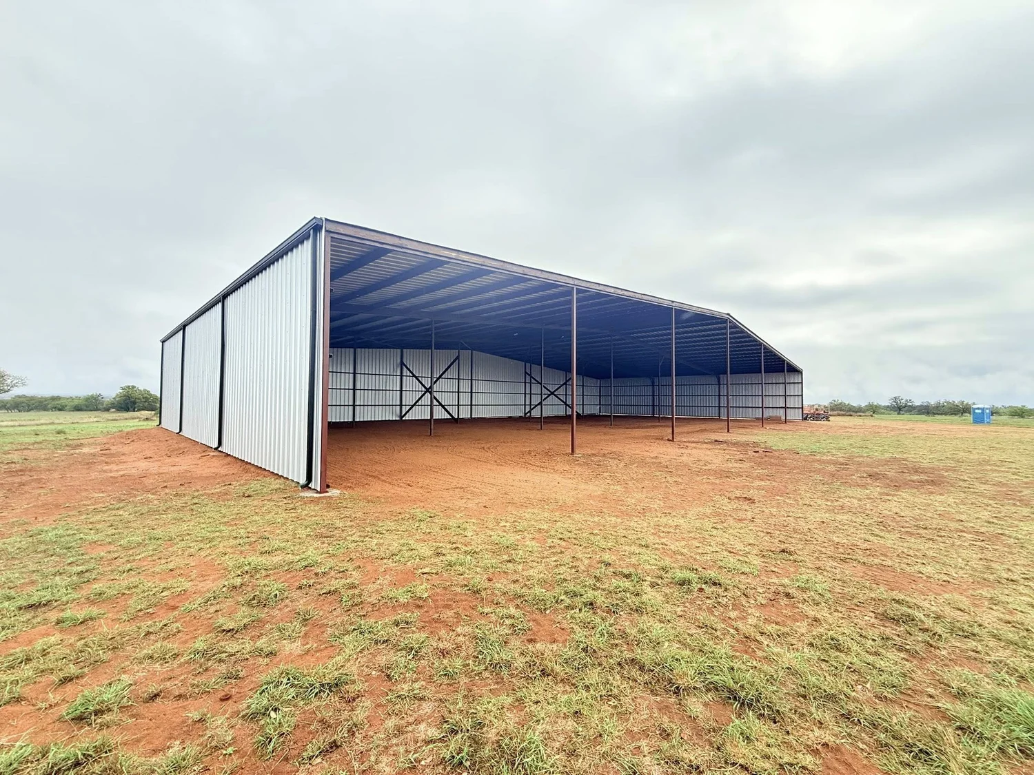 150x75x16 open-sided hay barn in Llano, TX