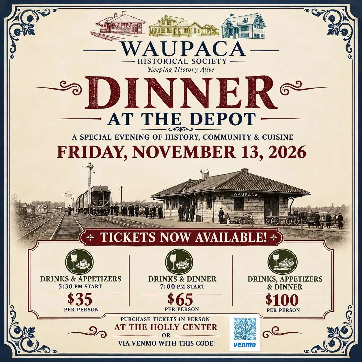 Dinner at the Depot with Waupaca Historical Society