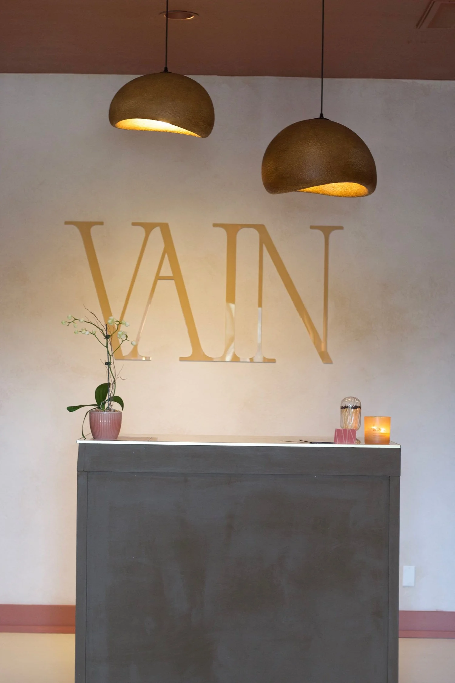 Reception area at VAIN OBX medical aesthetic boutique in Kitty Hawk, NC