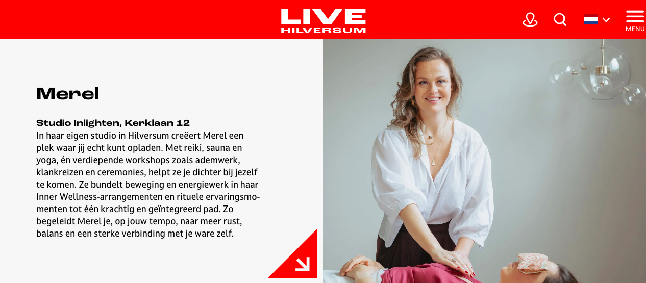 Een foto van Merel die reiki geeft, één van de vijf powervrouwen in Hilversum op Internationale vrouwendag 2026