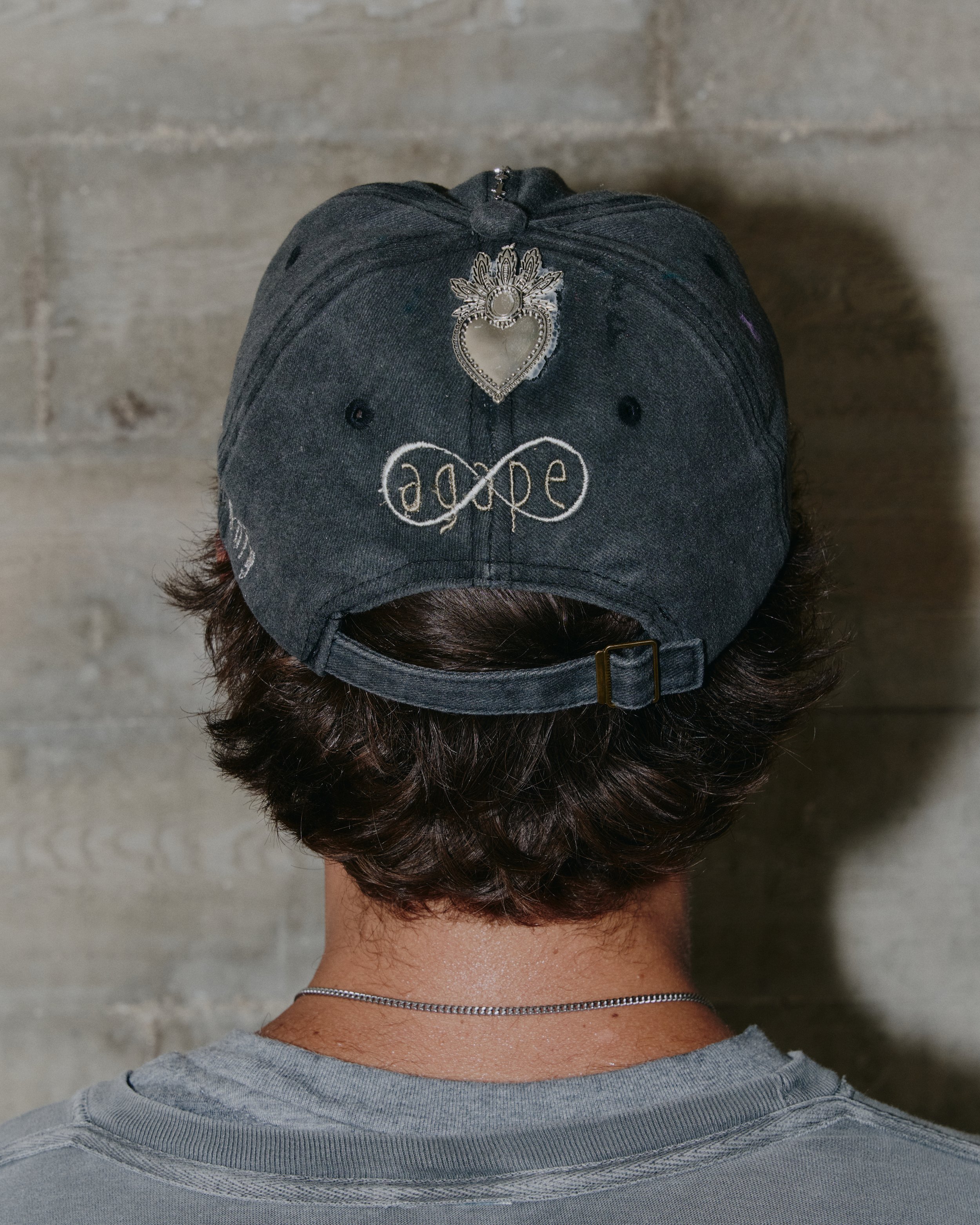 Âme Saint -  Sacred Heart ( Dark Jean Distressed Dad Cap )