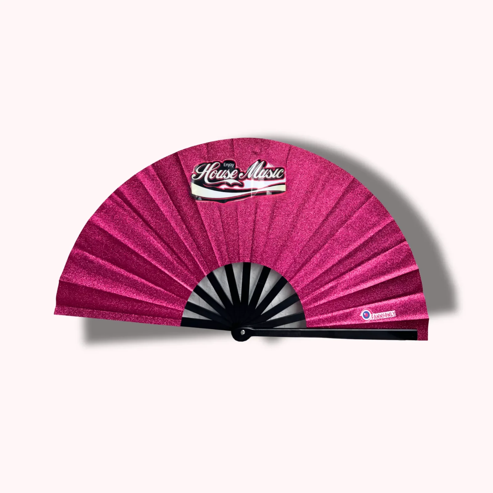 House Music 13" Pink Glitter Rave Fan