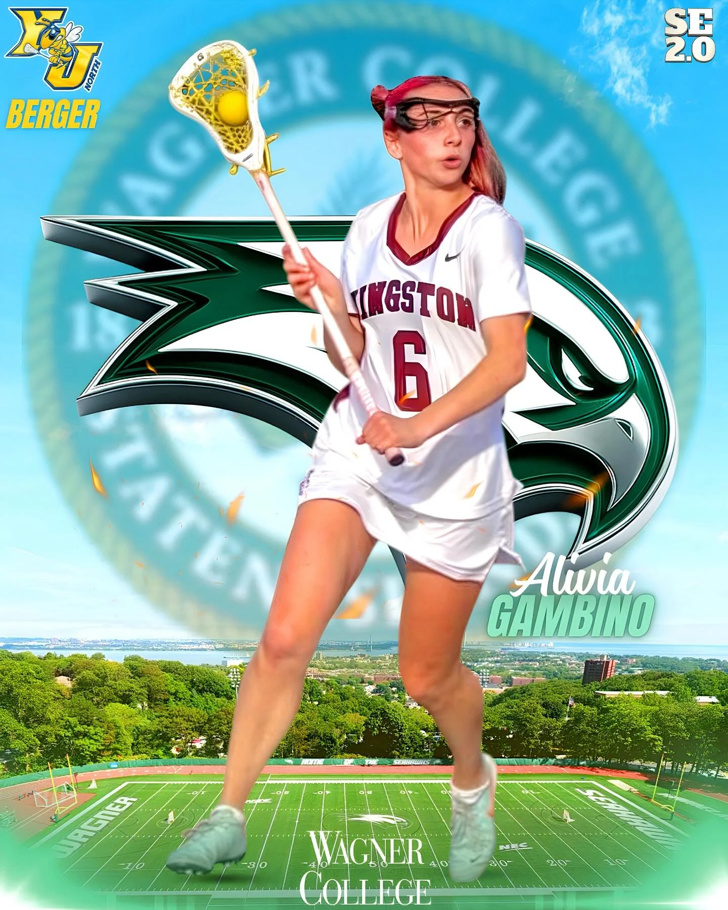 Congratulations to YJN 2026 Midfielder , @alivia_gambino on her verbal commitment to play D1 lacrosse for @wagnerwlax !! @yjnorthlax26a Berger @backofthecage @ilwomen @elitelax @li_yellowjackets @sports_recruits @sportsedits2.0__ @kingstontigerslax #