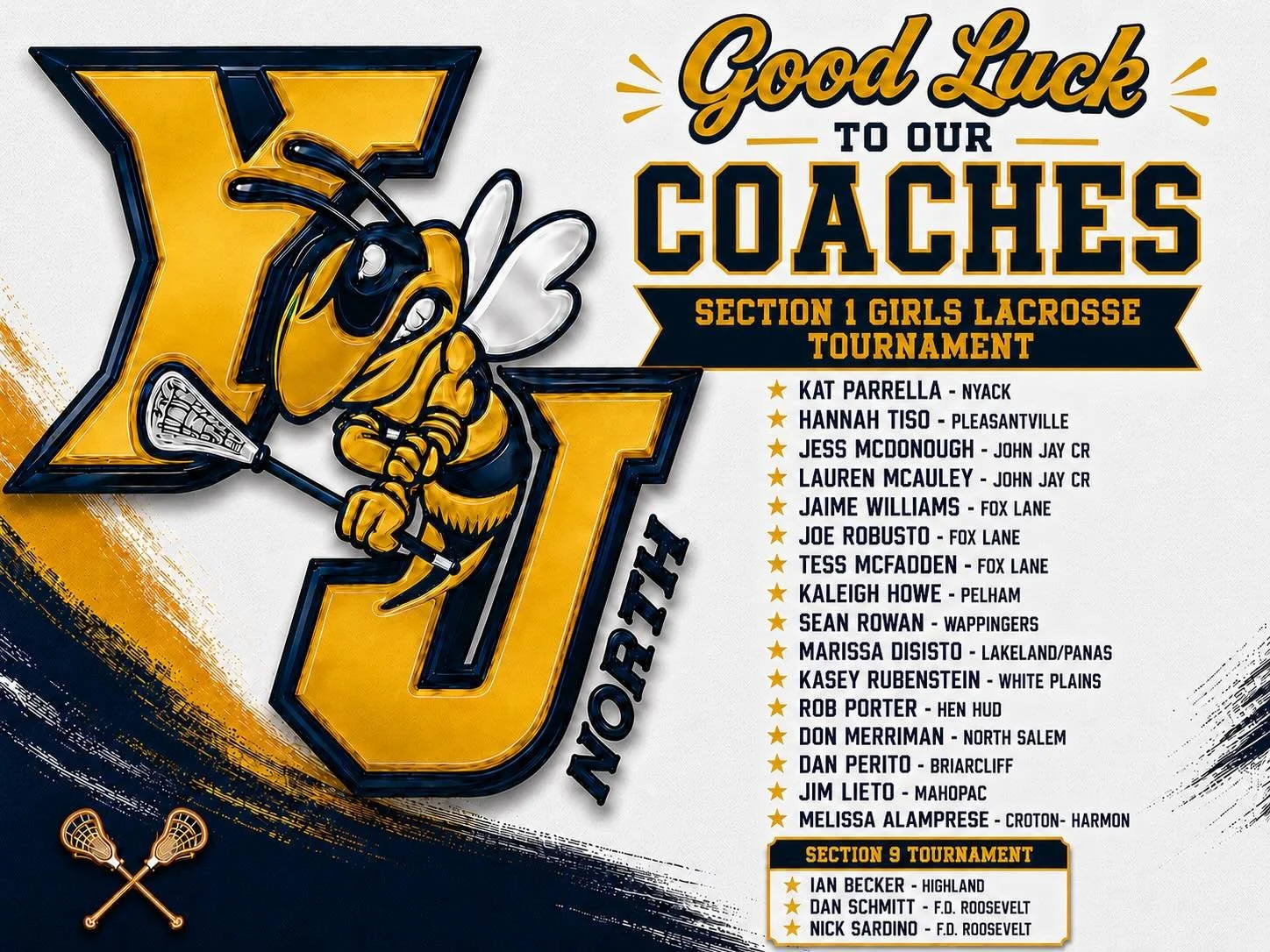 Wishing all our Yellow Jackets North coaches and players the BEST of luck as they compete in the sectional tournament! 🐝