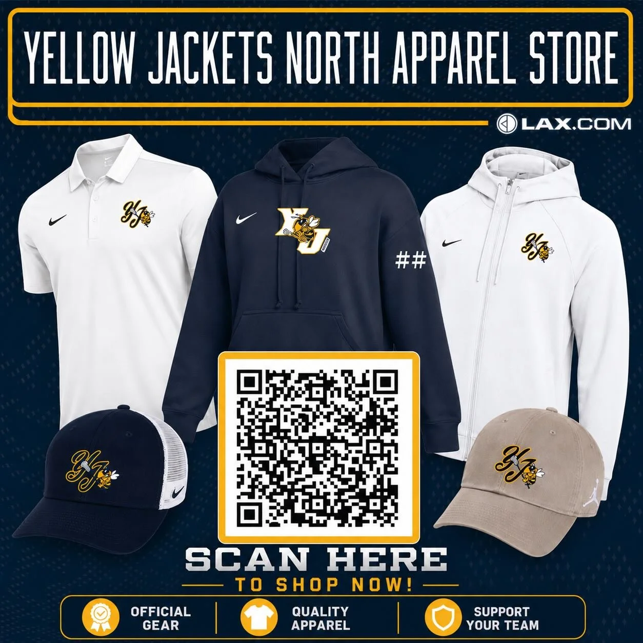 Gear up for the season 🐝🥍

The Yellow Jackets North Apparel Store is now OPEN!
Grab your favorite hoodies, polos, hats, and more to represent YJ North.

Scan the QR code to shop now and support the team! 💙💛

 #YJNorth #Lacrosse #GirlsLacrosse #Re