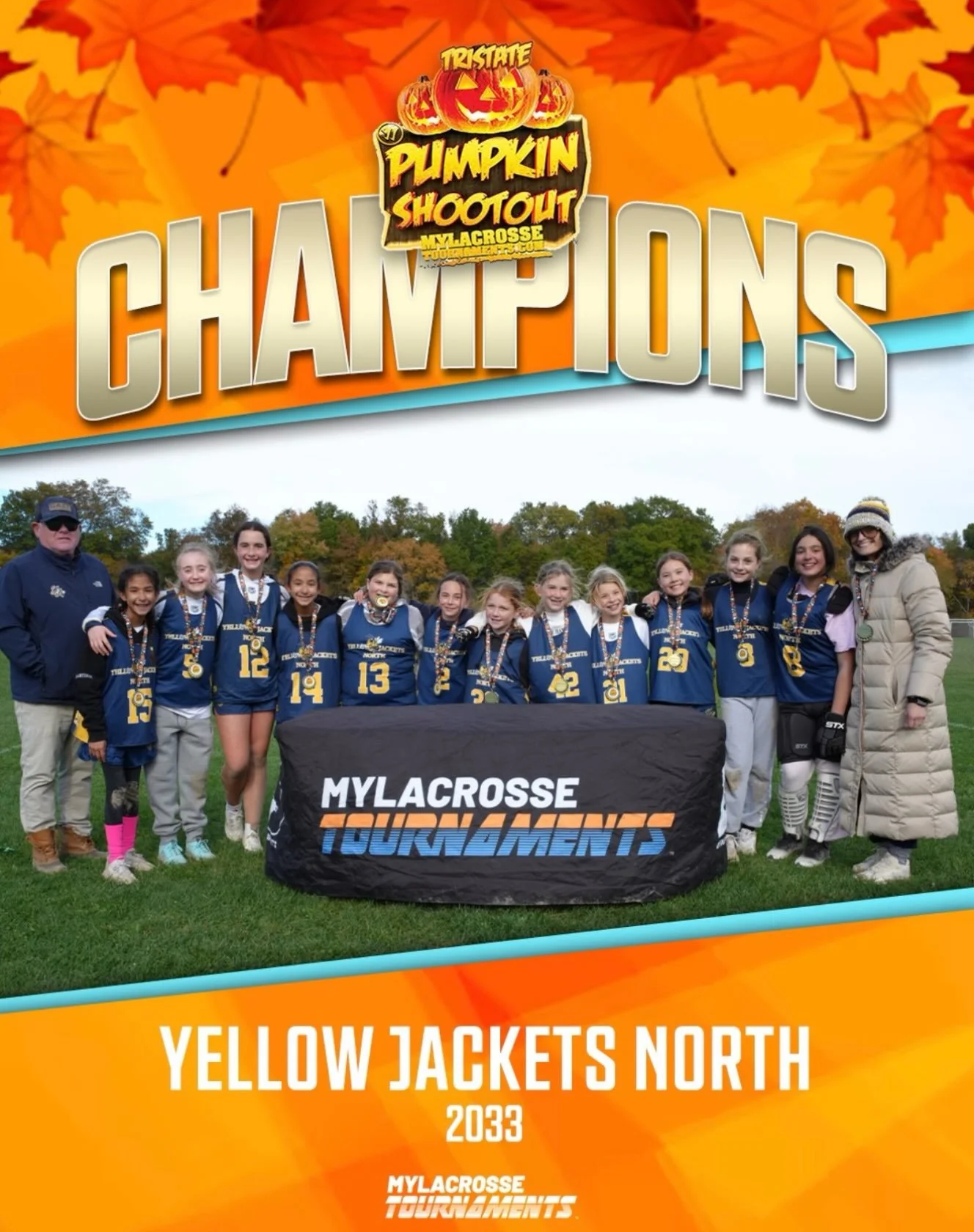 CONGRATULATIONS YJN 2033 GREENE! 
PUMPKIN SHOOTOUT CHAMPIONS!!! 🏆 
.
.
#champions #yjnorthlacrosse #fearthebee