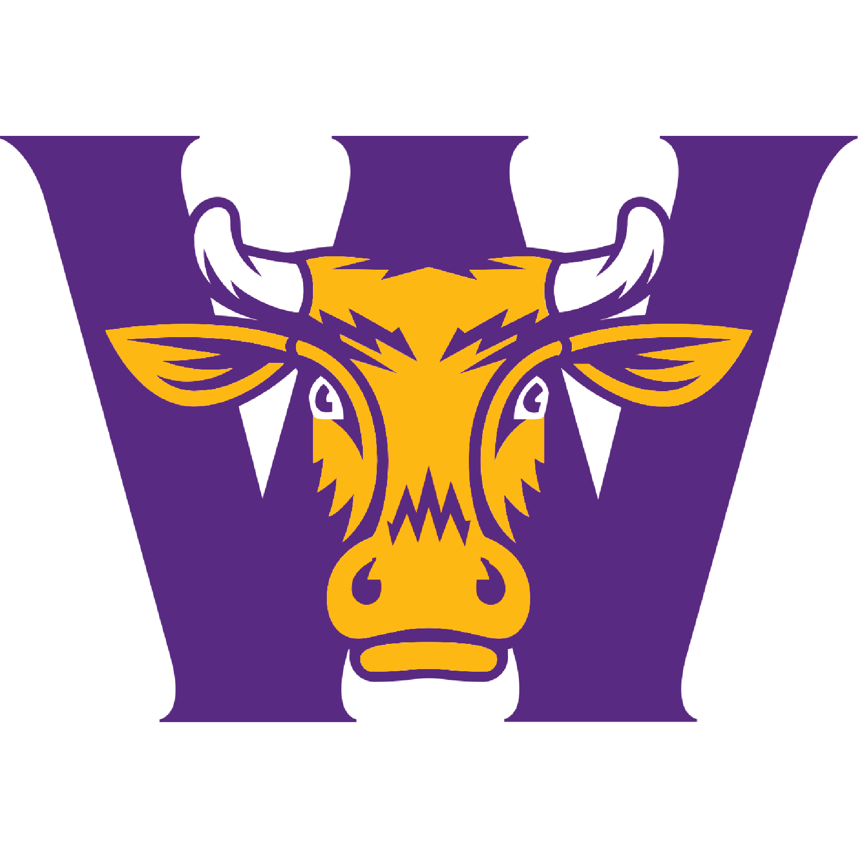 A stylized logo featuring a yellow and purple bull's head inside a large purple letter 'W'