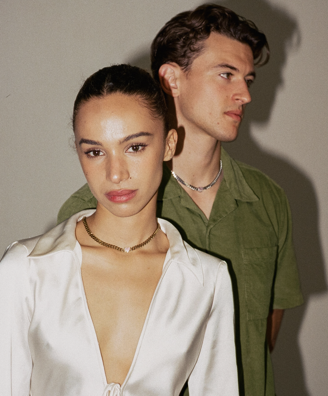 Creative-directed ecommerce photoshoot for fashion brand social media and digital marketing, male and female model