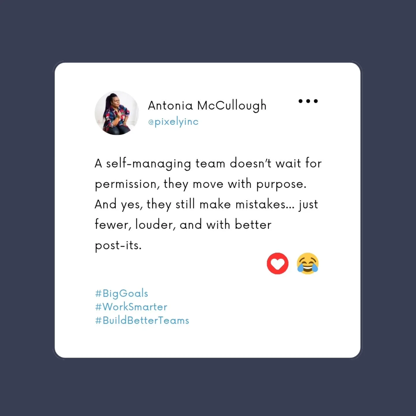 Hot take: Self-managing teams make MORE mistakes than managed teams.

The difference? They catch them faster, fix them cheaper, and actually 
learn from them.

(Also their retrospective boards are *chef's kiss* 📋✨)

Drop a 🙋 if your team has true a