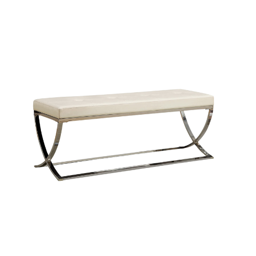 White Leather Chrone Bench