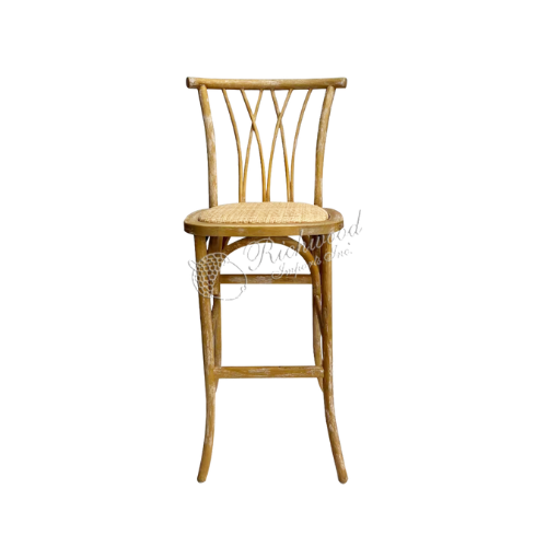 Driftwood Willow Barstool with Rattan Seat