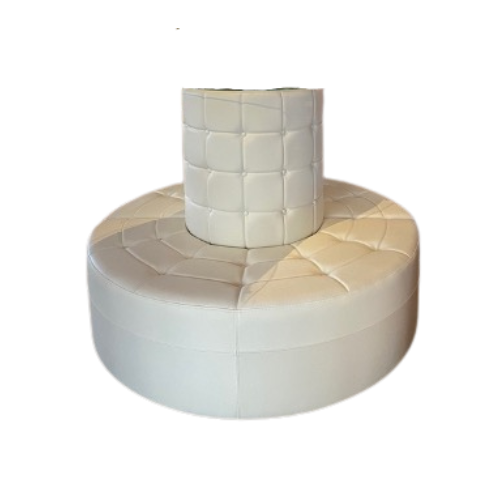 White Round Tufted Banquette