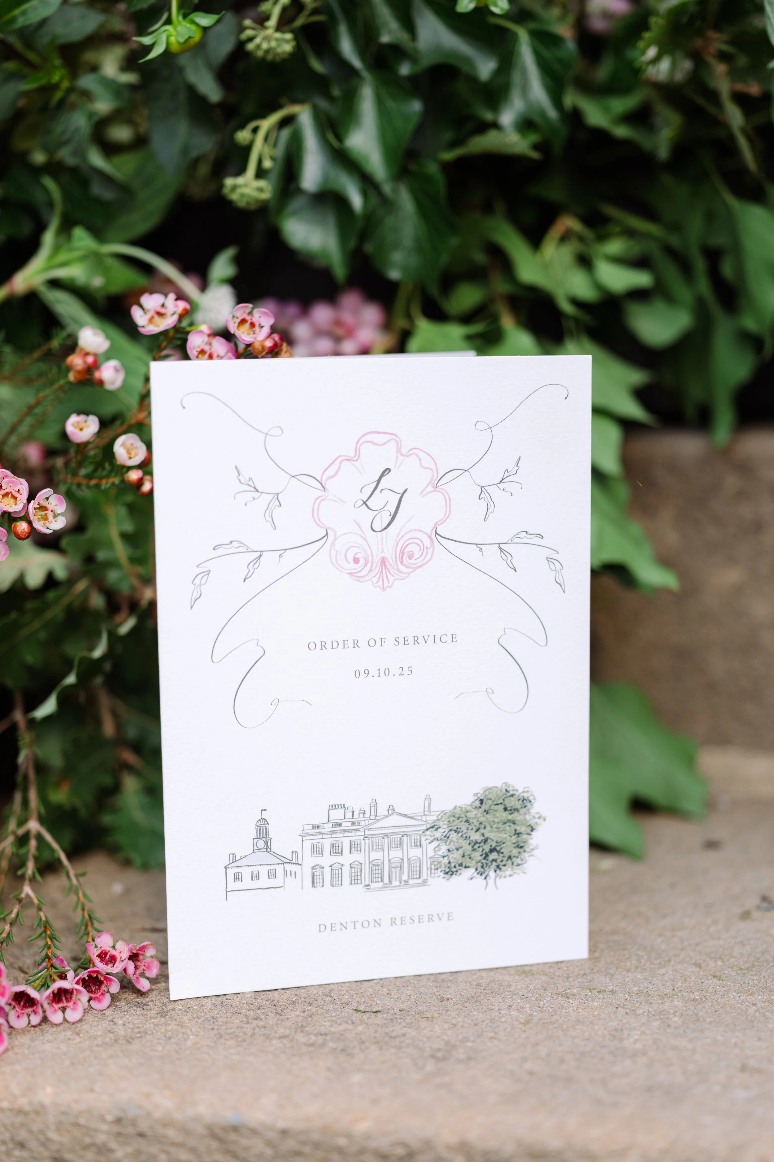 Illustrated bespoke order of service Denton reserve