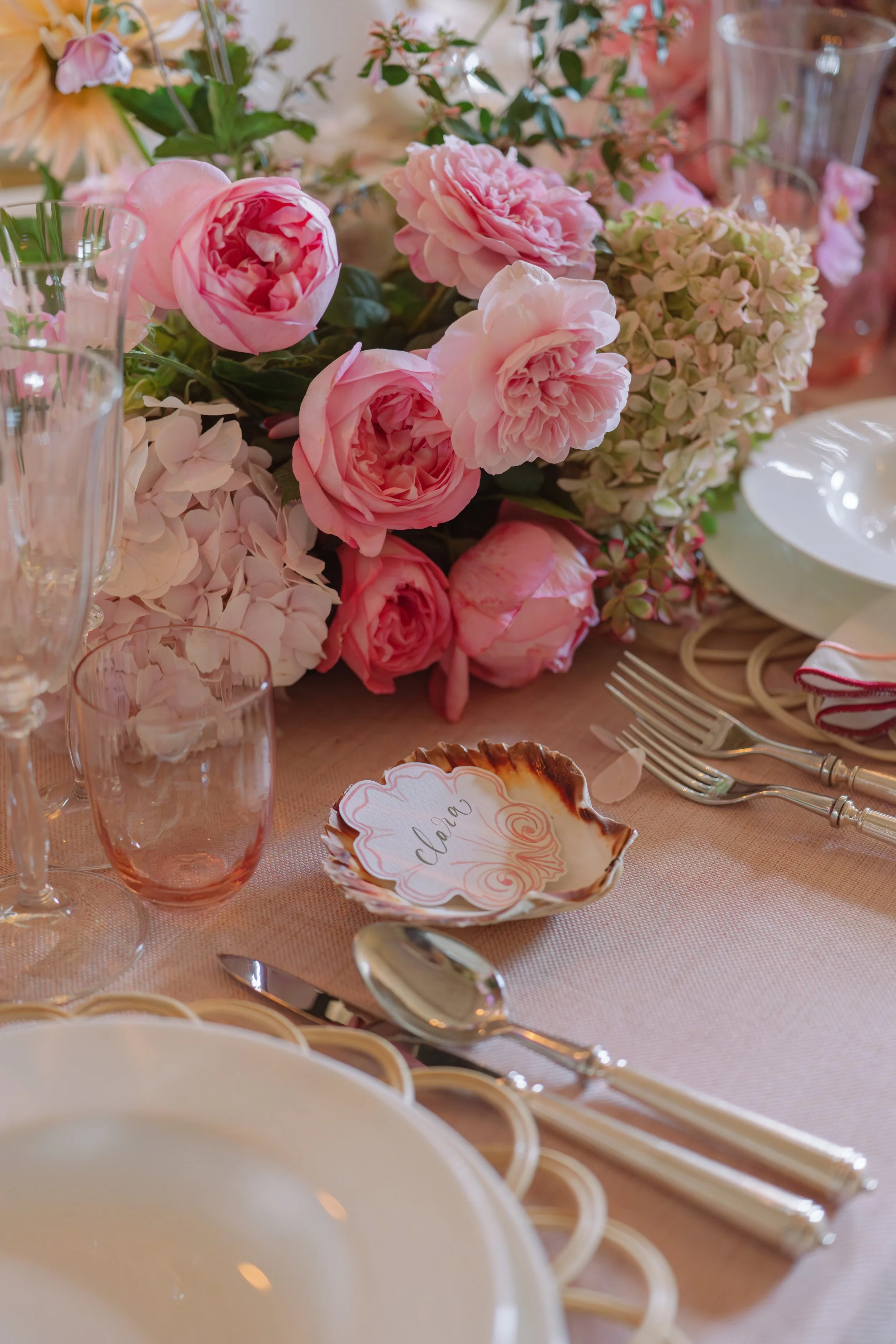 clam calligraphy name cards