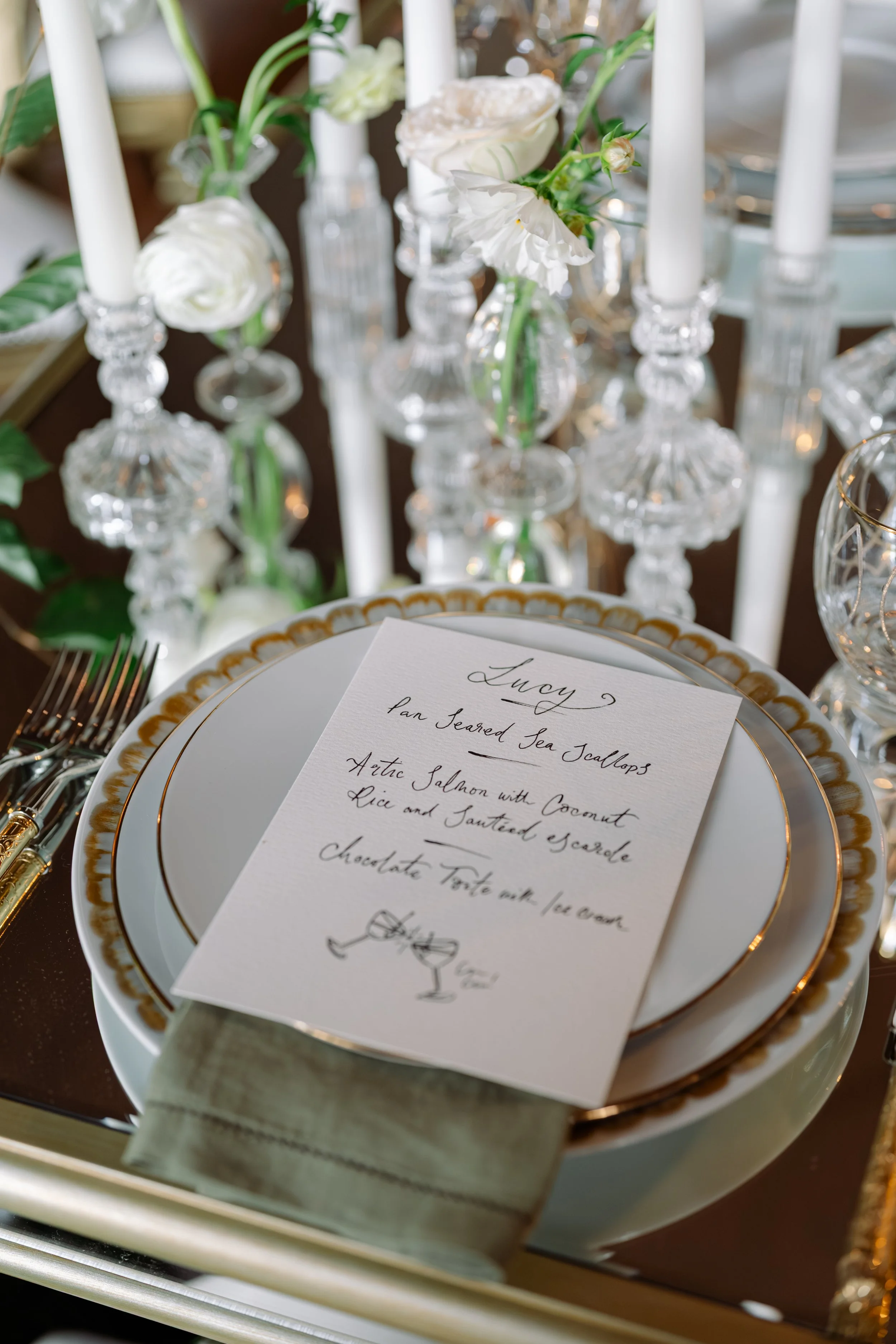 wedding menus modern calligraphy Denton Reserve