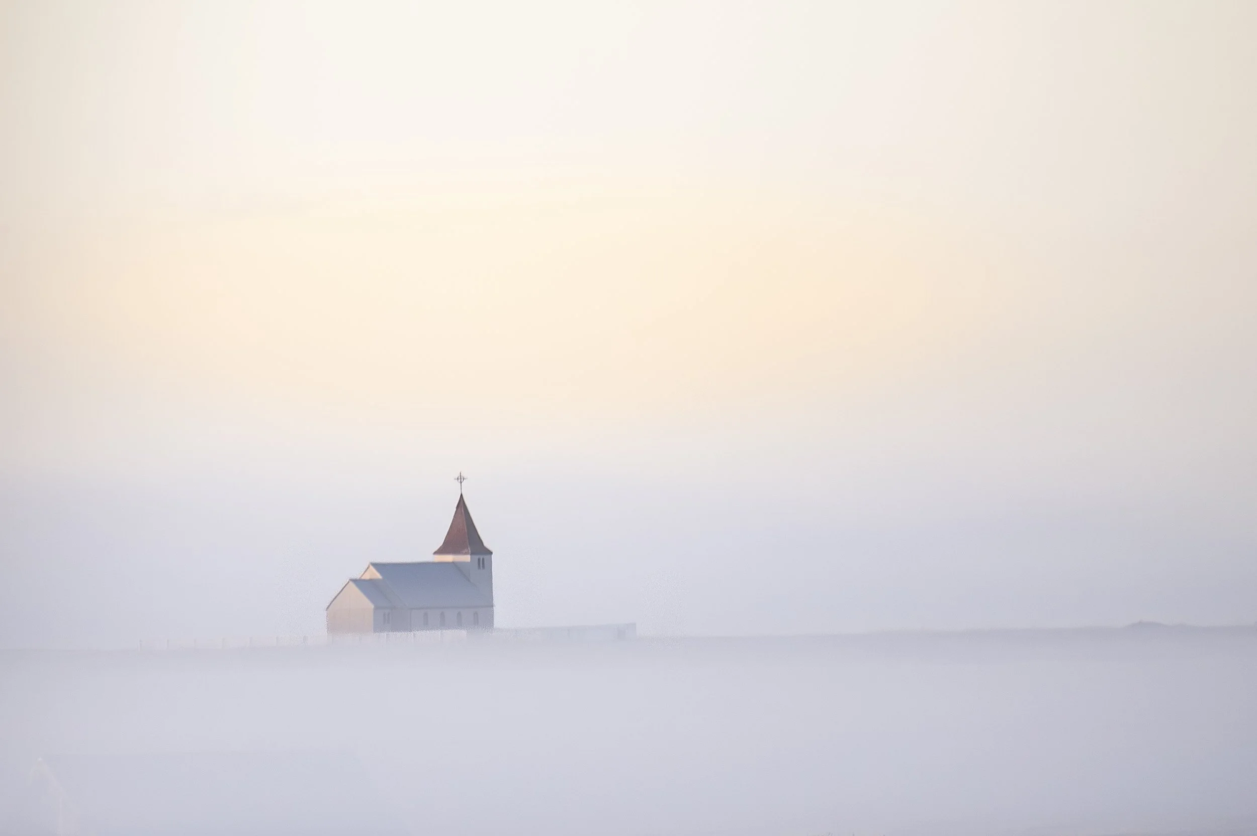 Church in the Fog, Faskrudarbakkakirkja, Iceland