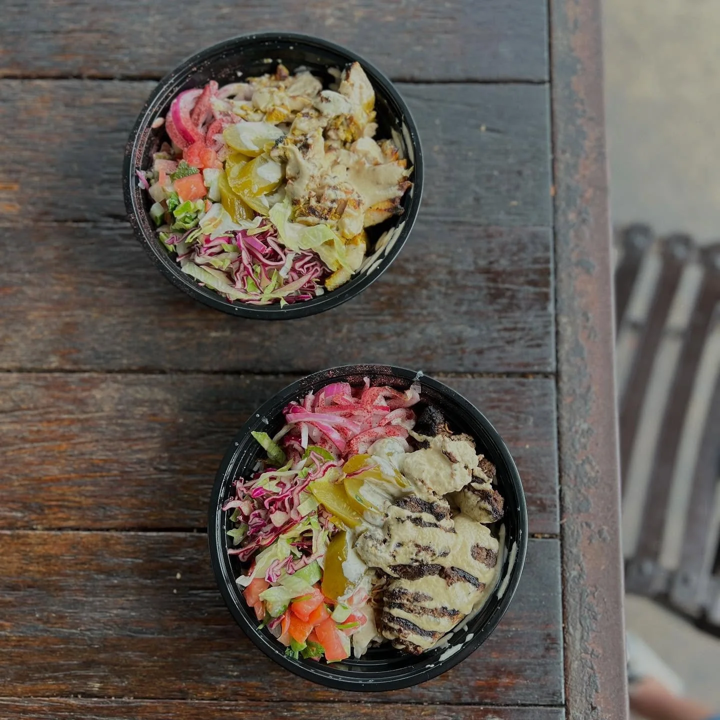 Which combination is your favorite in our new bowls? Green Herb Falafel over Red Cabbage &amp; Iceberg Salad? Chicken Shawarma over Fries &amp; Garlic Toum? Moroccan Beef Kofta over Lentil &amp; Basmati Rice, with crispy onions? Or, maybe Green Herb 