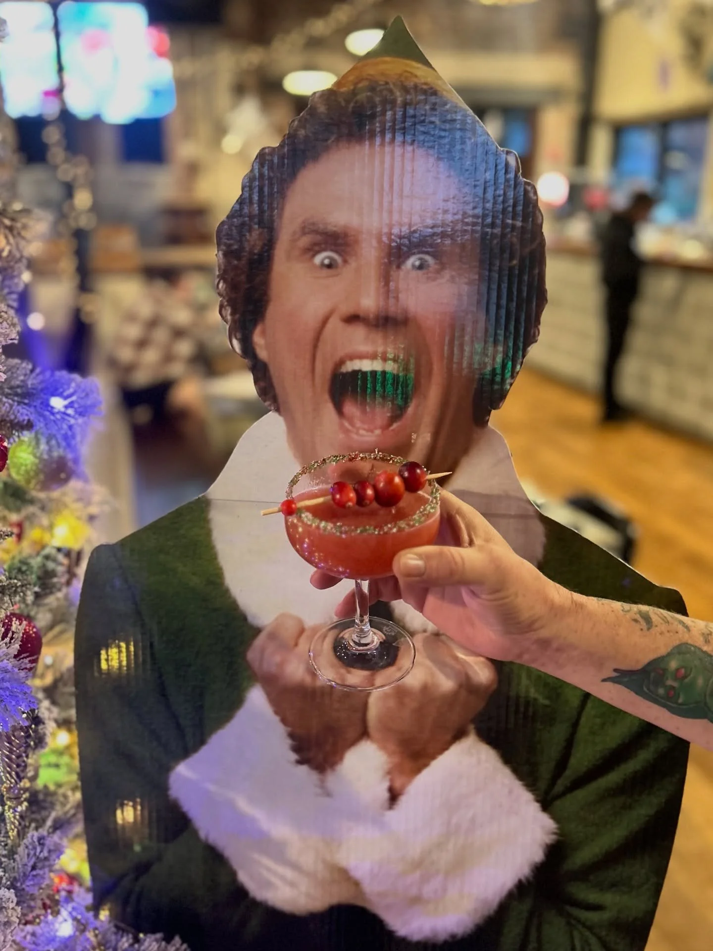 Buddy cannot wait to welcome you to our &ldquo;Elf&rdquo;-themed holiday pop-up! We called on the expertise of our bar lead at @thegeneralmuir, @mac_frances, to come up with special holiday cocktails, like the Sugar Plum Vision (vodka, amaretto, cran