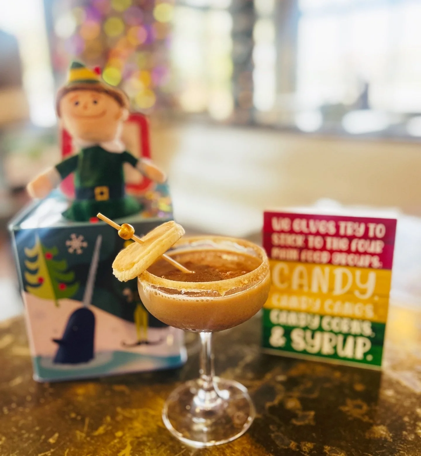 Have you tried the cocktails we came up with for our &ldquo;Elf&rdquo; Holiday Pop-Up, going on now through December? Thanks @mac_frances, of @thegeneralmuir, who collaborated on these! 
This is Buddy&rsquo;s Breakfast, spiced rum, espresso liqueur, 