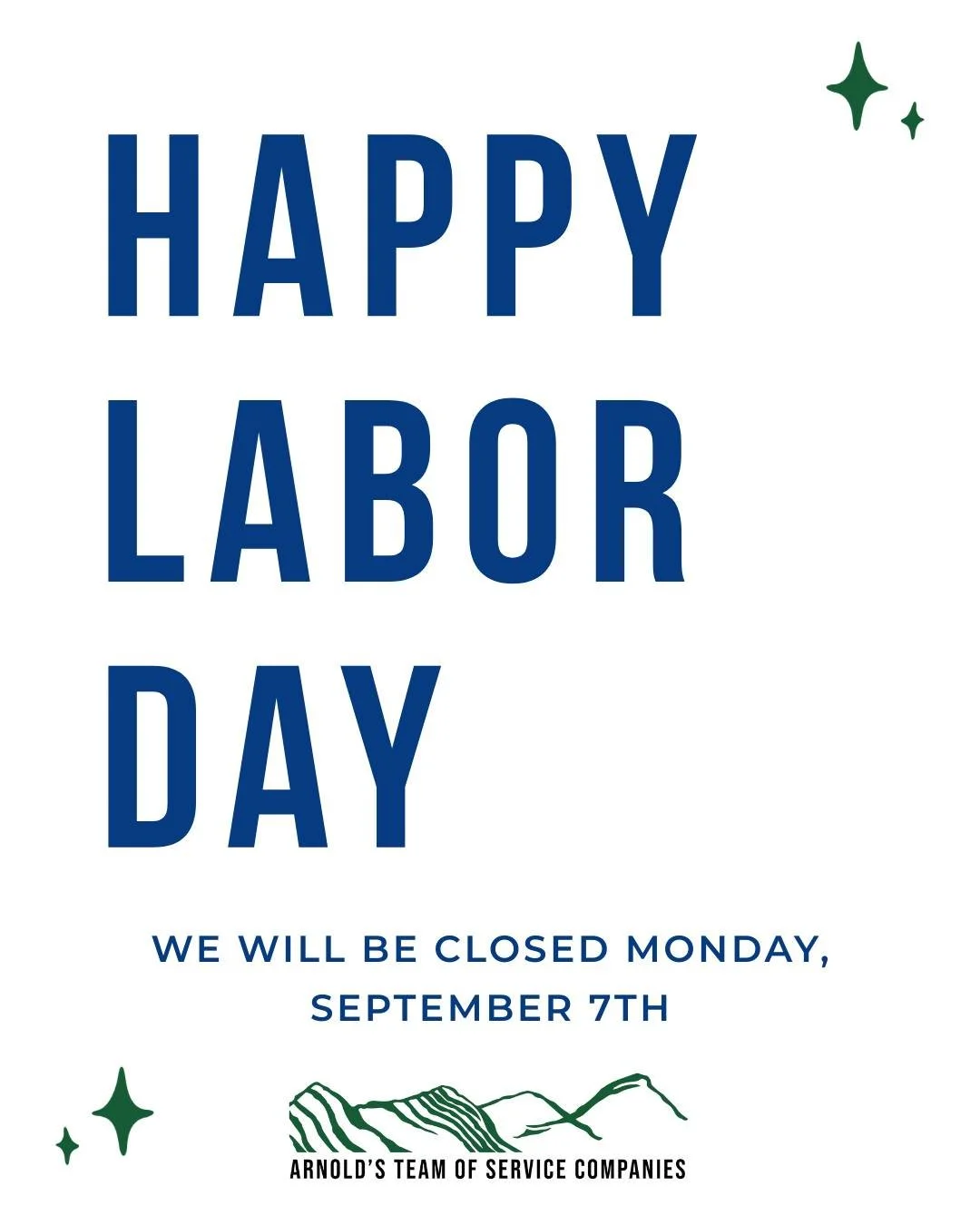 Happy Labor Day from Team Arnold&rsquo;s!

Just a reminder that our office will be closed Monday, September 7th in observance of Labor Day.

We hope everyone has a safe and enjoyable holiday weekend!

#LaborDay #TeamArnolds #ArnoldsEnvironmental #Wis