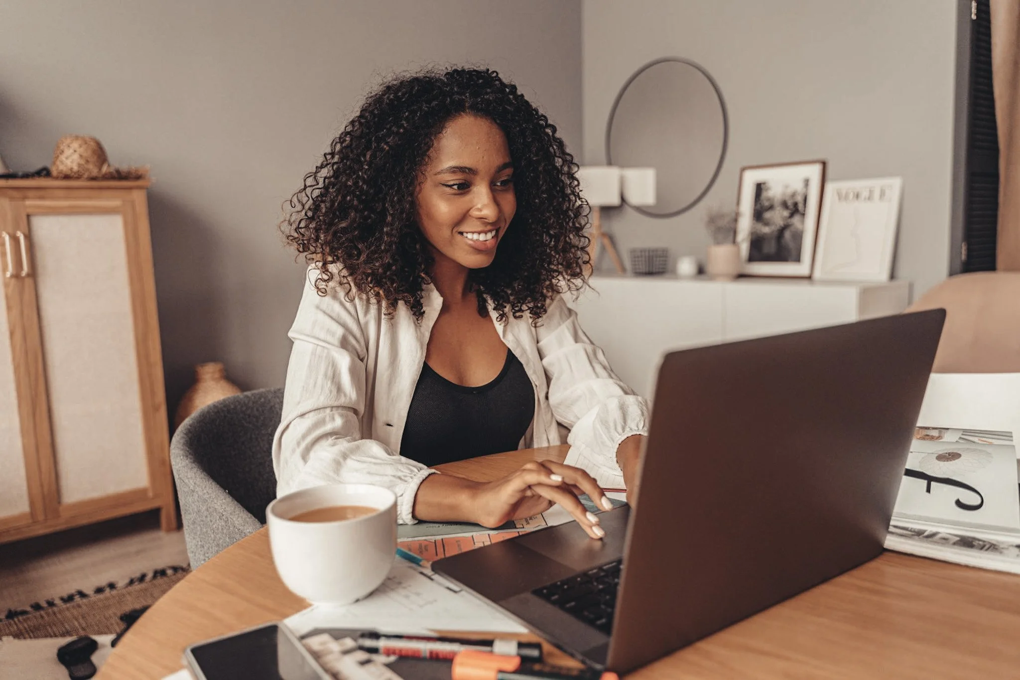 Remote team collaborating via video call
