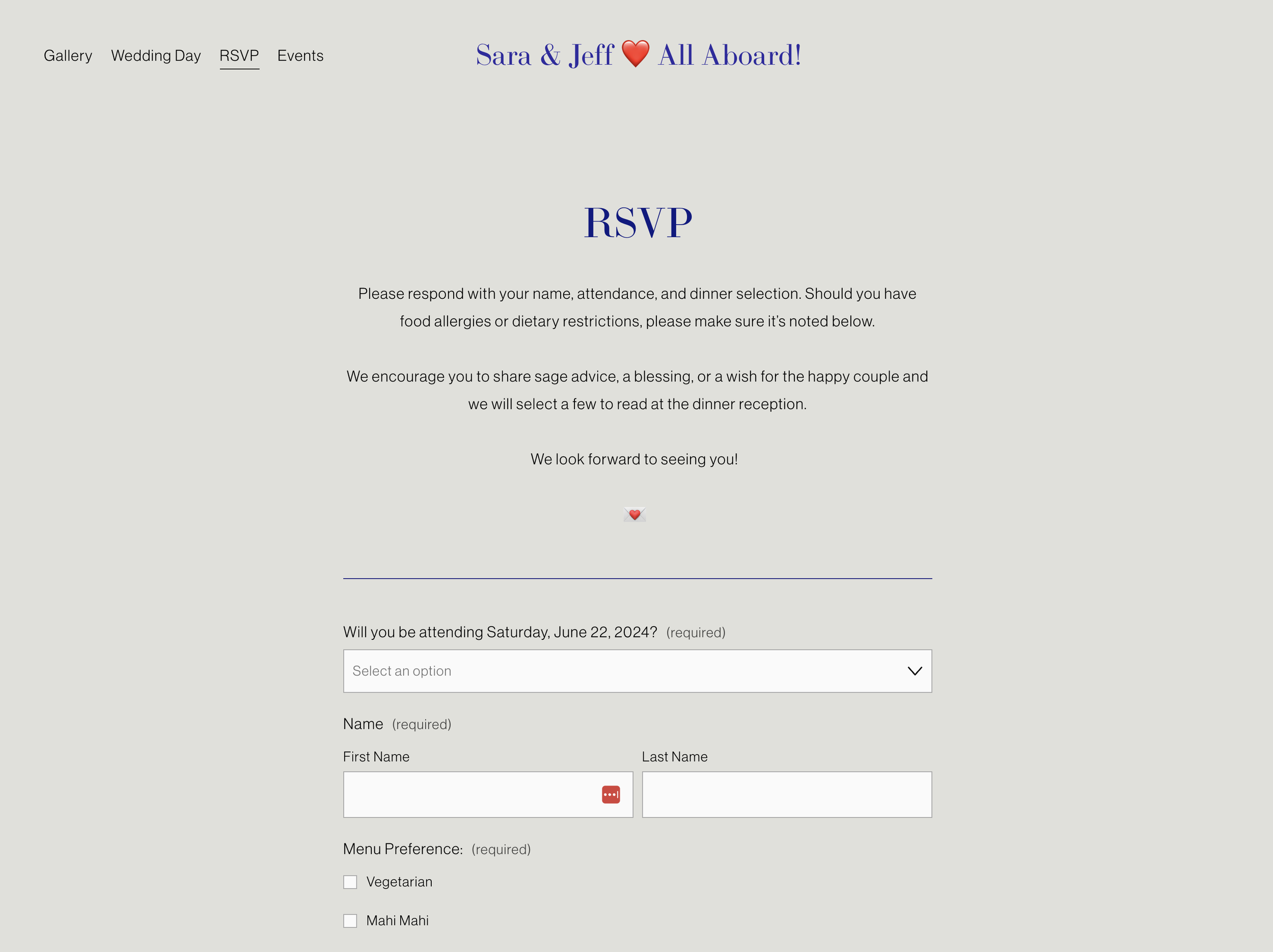 Wedding Website RSVP Management