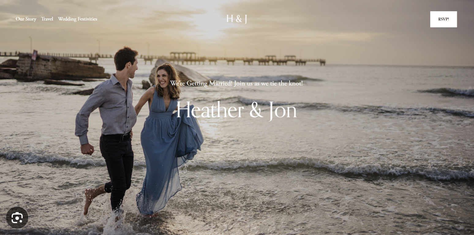 Bide and groom personal website landing page