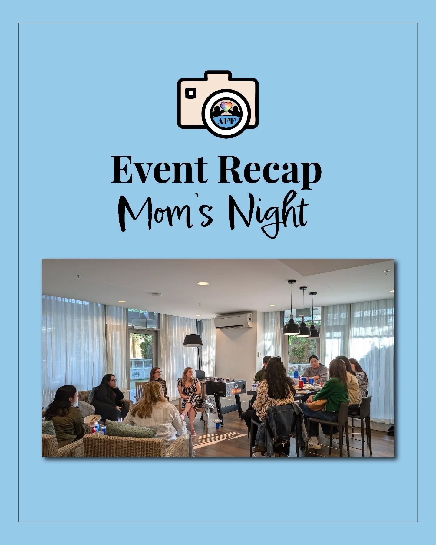 The 1st AFF moms night was a hit!  We chatted, we feasted, we shared stories, we made new connections.  There is no doubt we will host these nights again to give moms a chance to enjoy some 'me' time without running after their little ones 😉.