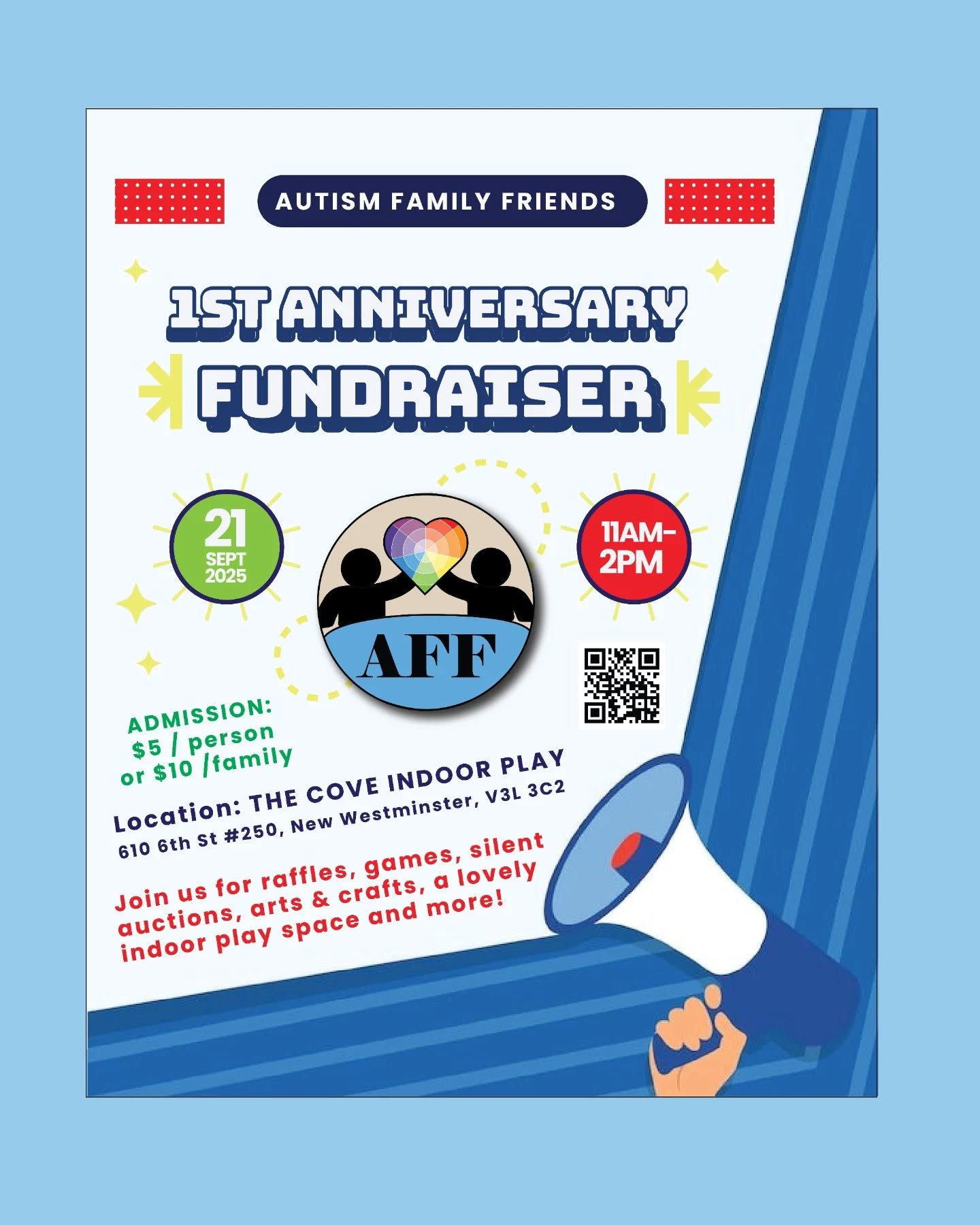 🎉 We&rsquo;re turning ONE! 💙✨

Autism Family Friends is celebrating its 1st Anniversary Fundraiser on Sunday, September 21, 2025, and YOU&rsquo;RE INVITED!

Join us for a day filled with connection, community, and celebration as we raise funds to c