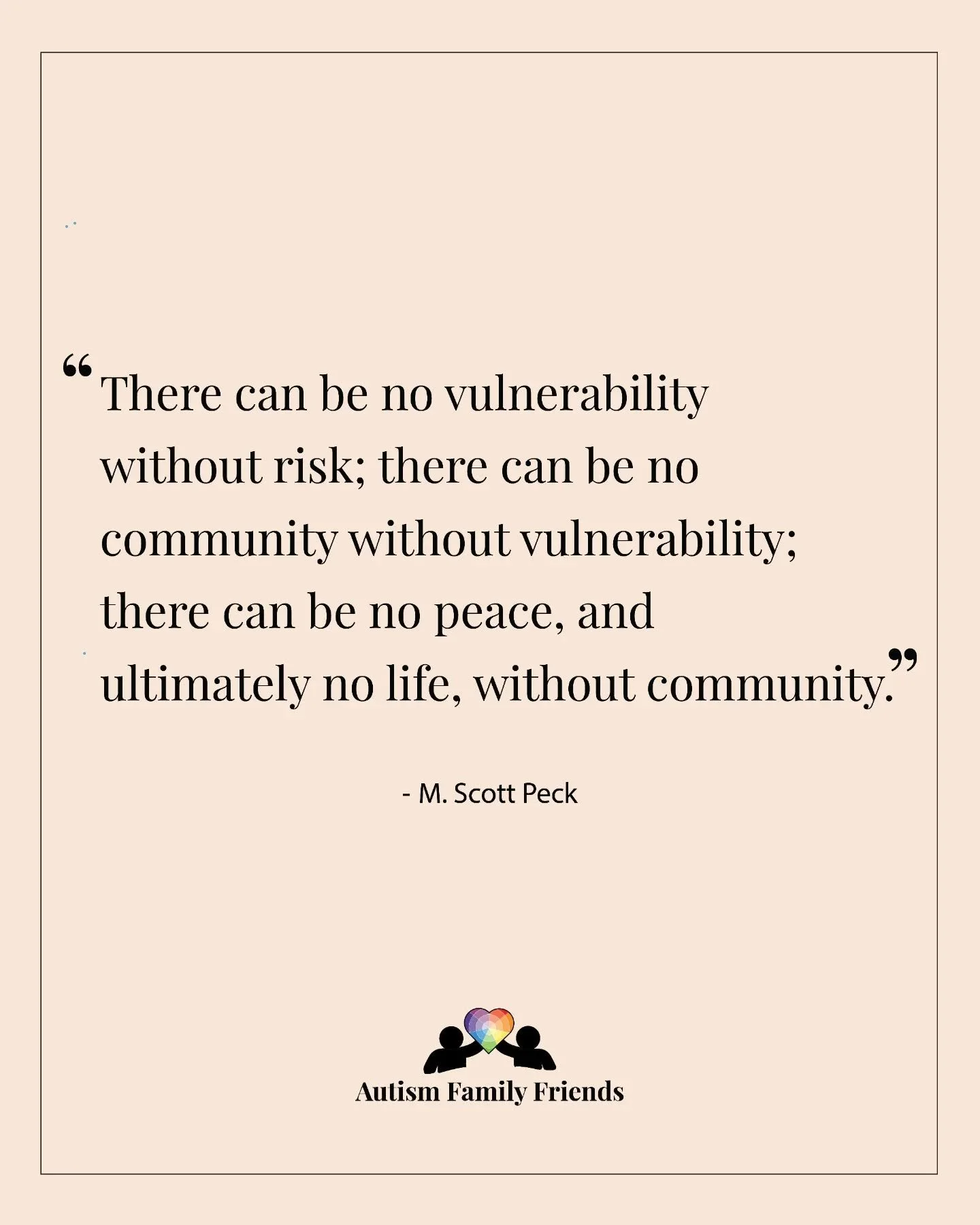 Vulnerability takes courage, but it&rsquo;s how real community begins.  At AFF, we believe connection leads to peace, and peace makes life better for all our families. ❤️