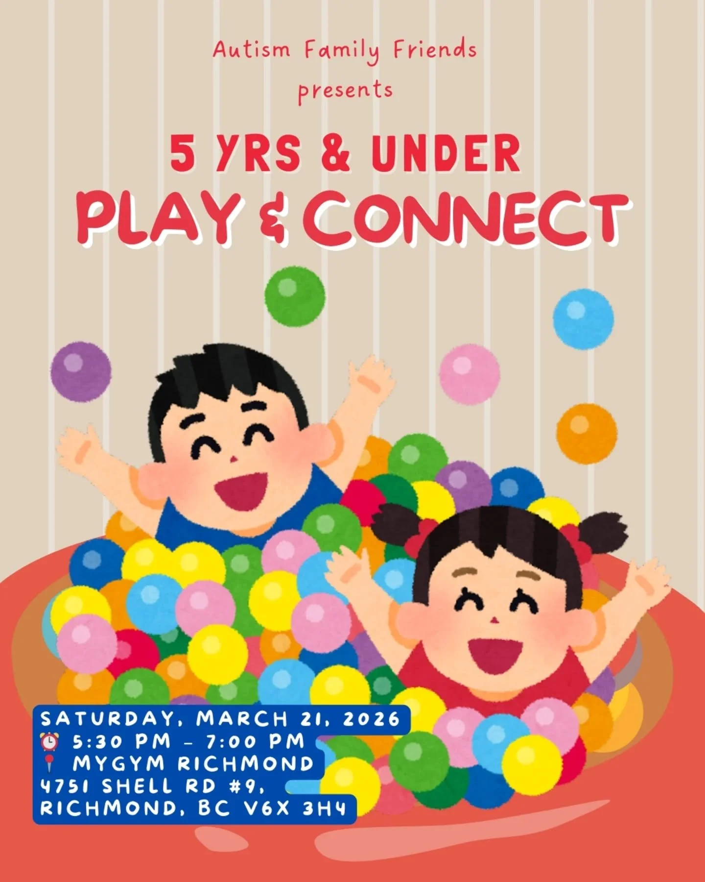 SOLD OUT - This one is a popular one with the littles 💙✨

We&rsquo;re excited to host our AFF x @mygymrichmondbc event for kids 5 and under, where little movers will explore, climb, jump, and play in a supportive, sensory‑friendly environment.

This