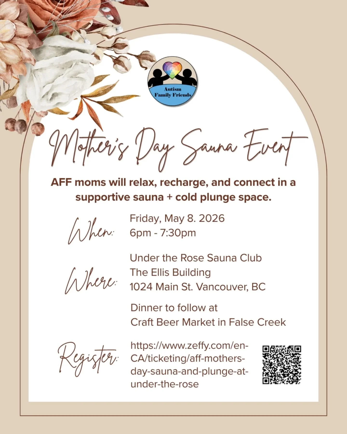 This AFF exclusive event invites moms to take a moment for themselves this Mother&rsquo;s Day with a calming Sauna &amp; Cold Plunge followed by dinner. 💙✨

This experience offers a supportive, judgment‑free space to unwind, breathe, and reconnect a