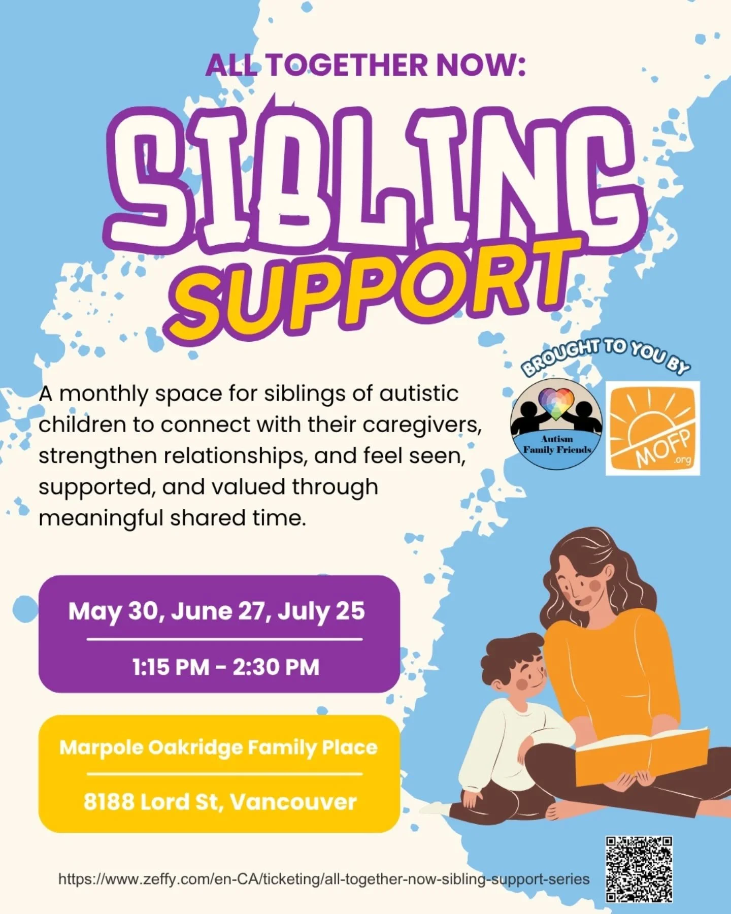 ✨ You&rsquo;re invited! ✨

Join us for All Together Now: Sibling Support Series &mdash; a collaboration with Marpole Oakridge Family Place. Together, we provide a space for siblings of autistic children to connect with their caregivers through meanin
