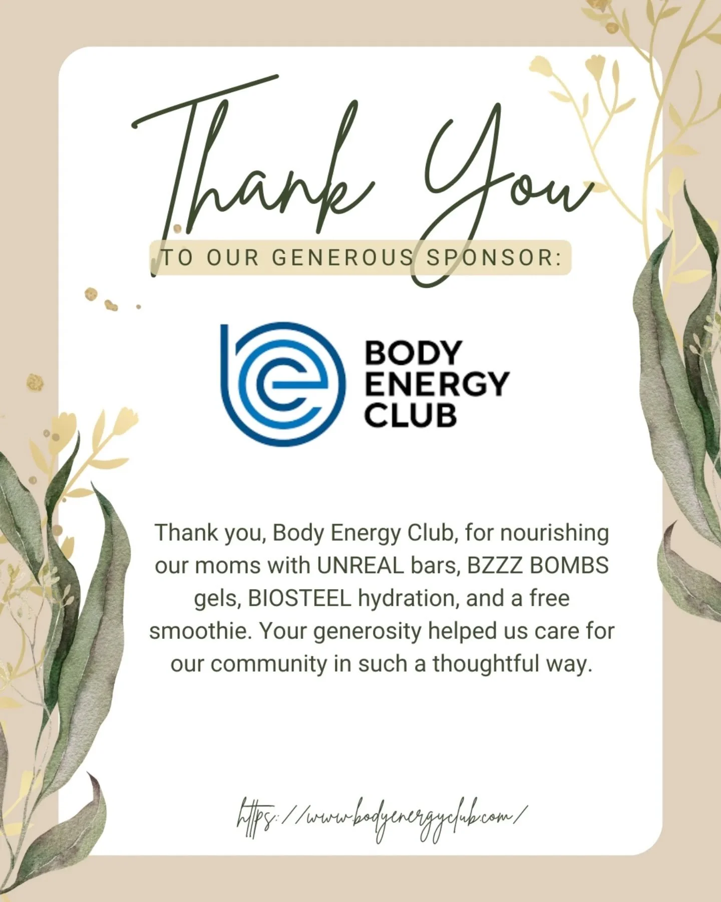 And last but not least....

We are incredibly grateful to @bodyenergyclub for their generous support of our event. A Vancouver-based wellness brand known for its focus on performance nutrition and everyday vitality, Body Energy Club is committed to h