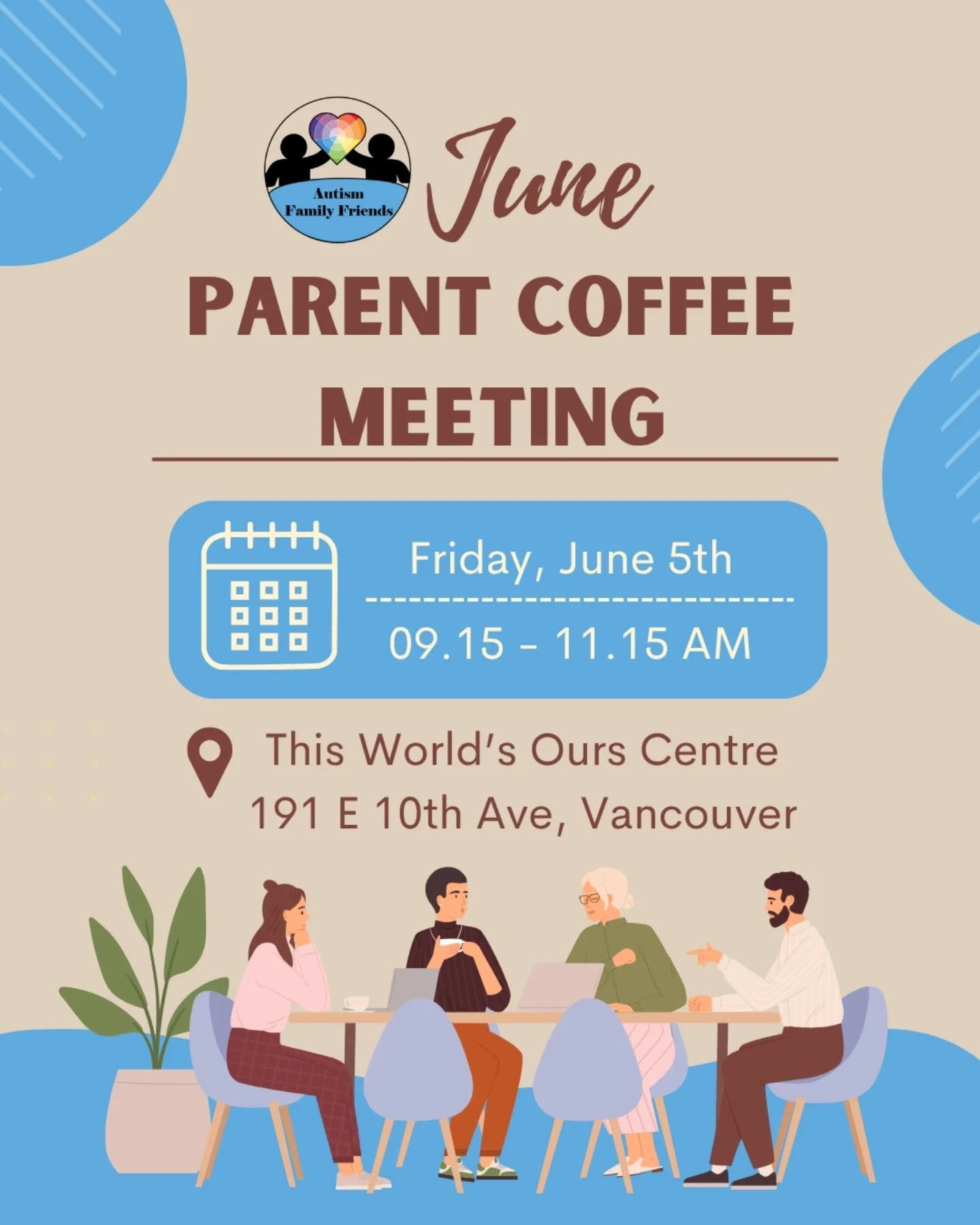 And just like that, we're half way into 2026!  Since June is busy with school wrapping up, family vacations, and more, we decided to offer only one parent coffee meeting this month. 

Please join us this Friday morning at @thisworldsourscentre . Chat