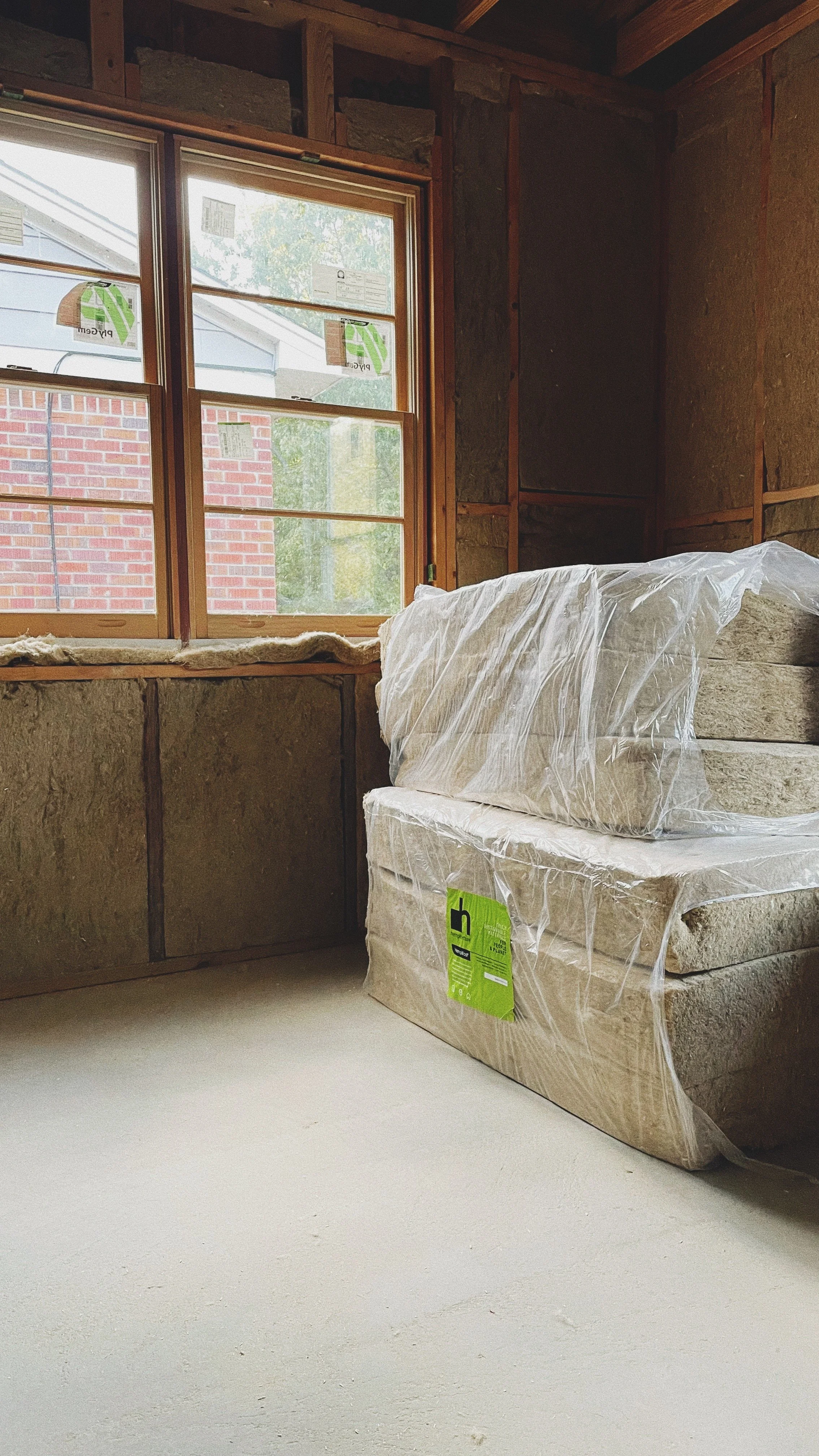 Hempitecture hemp-based insulation installed at 3607 Baine Avenue, providing R-20 wall insulation and R-28 roof insulation for a healthy, sustainable, and energy-efficient attainable home