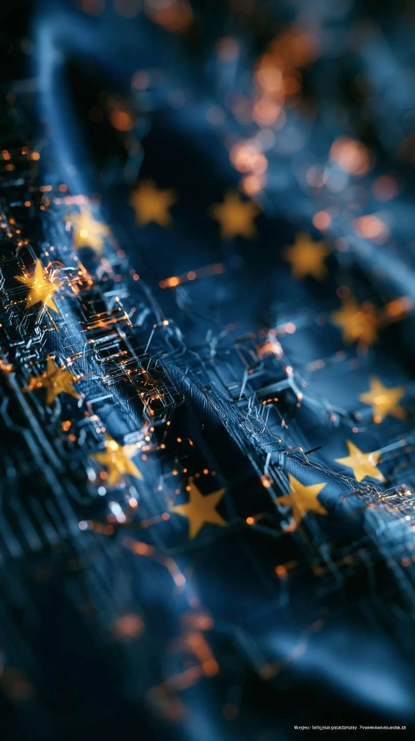 EU flag intersecting with AI