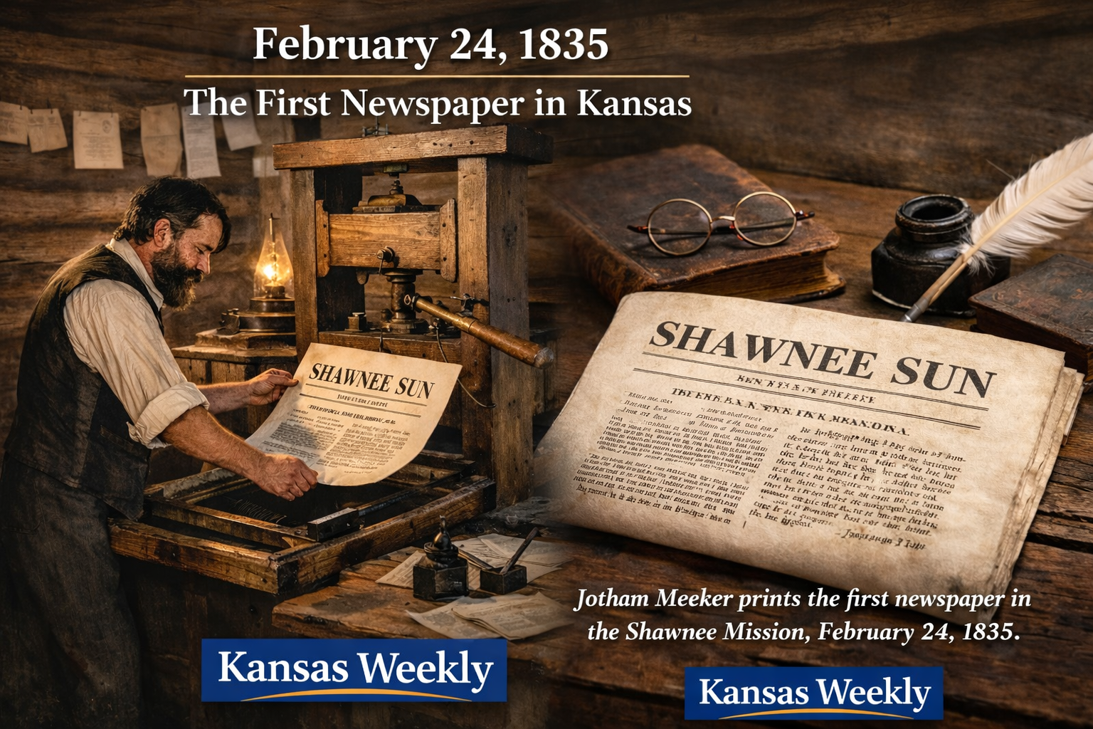 February 24, 1835 — When Ink First Met Kansas Soil