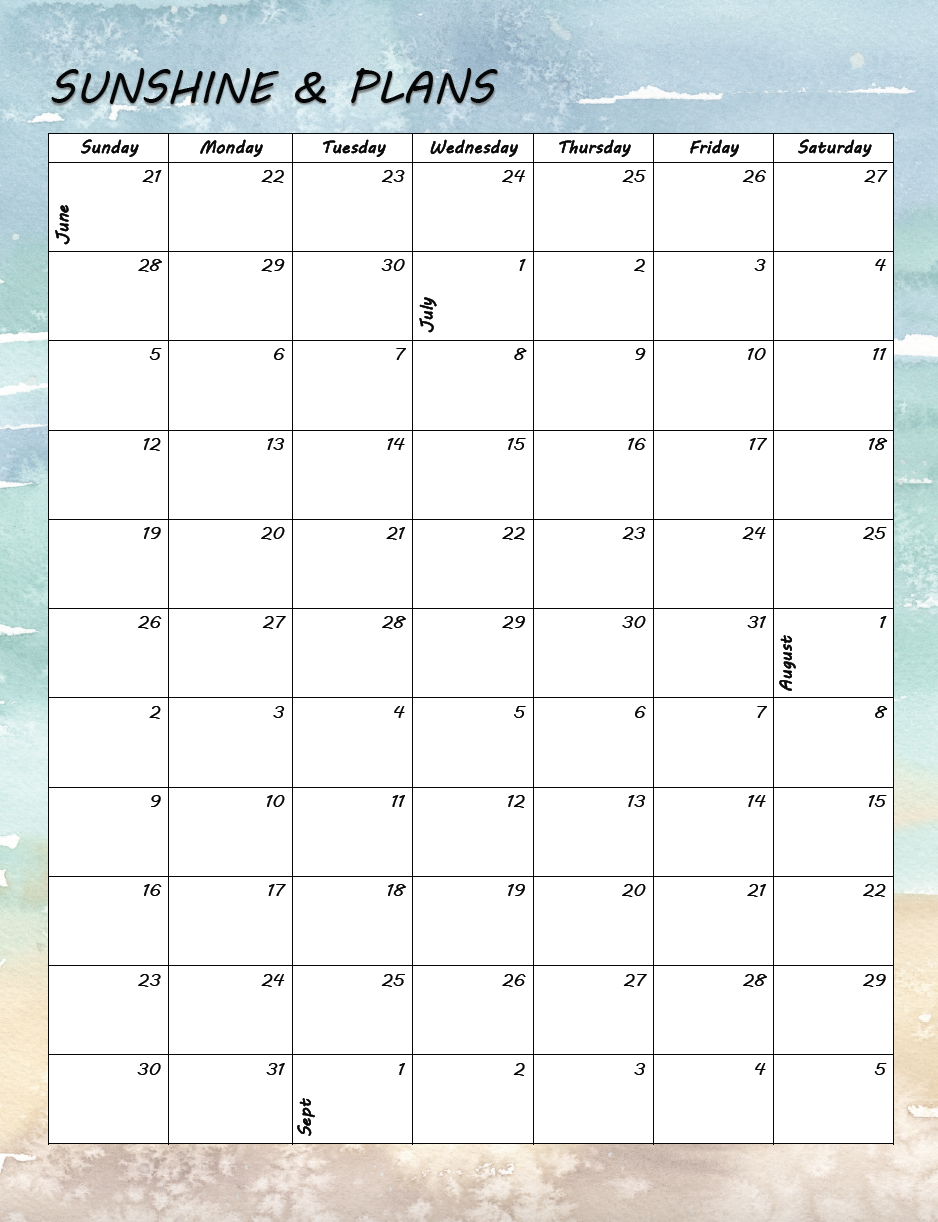 Get your Sunshine &amp; Plans summer calendar