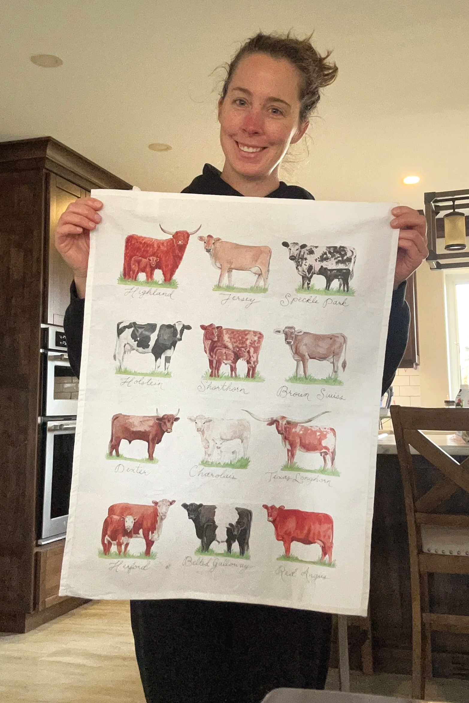 actual footage of me in my kitchen using my cow tea towel