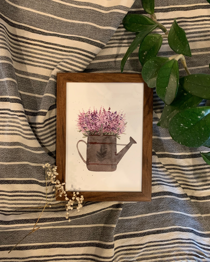 Flowering Watering Can Art Print