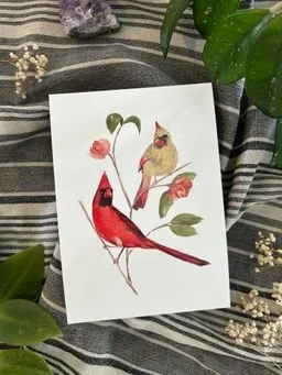 Perching Cardinals Art Print